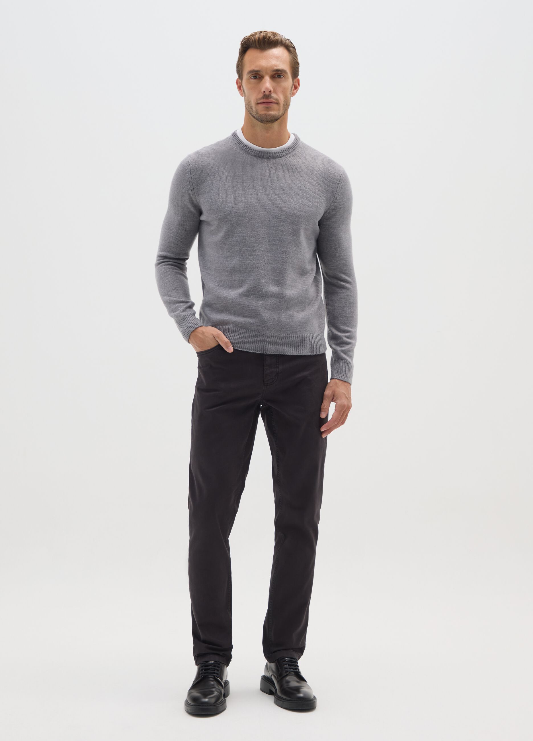 Black Stretch Cotton Skinny Fit Trousers