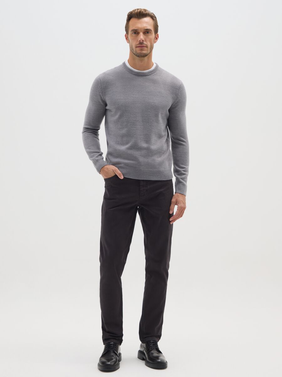 Pantaloni in cotone elasticizzato neri skinny fit_0