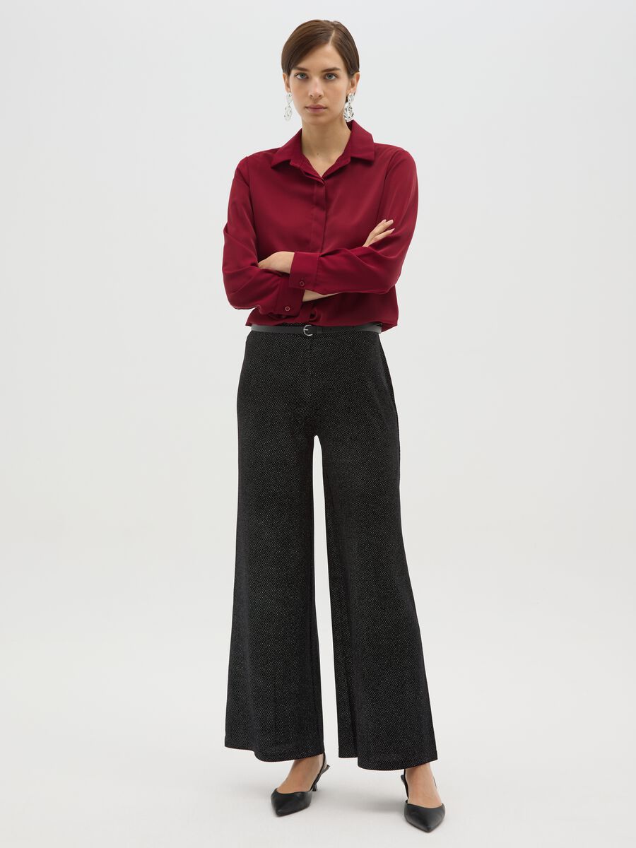 Black wide-leg trousers with glitter_0