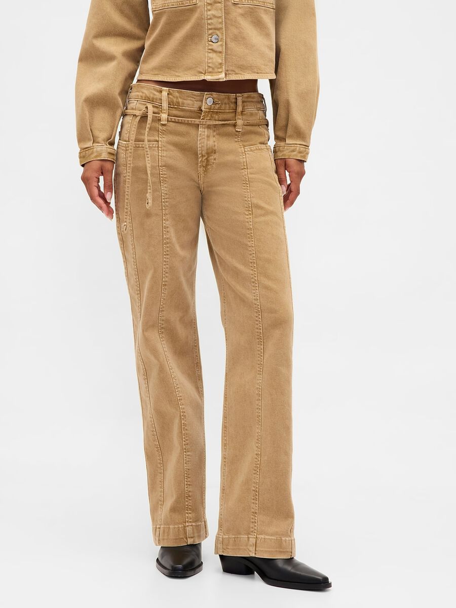 Beige Stretch Denim Trousers_1