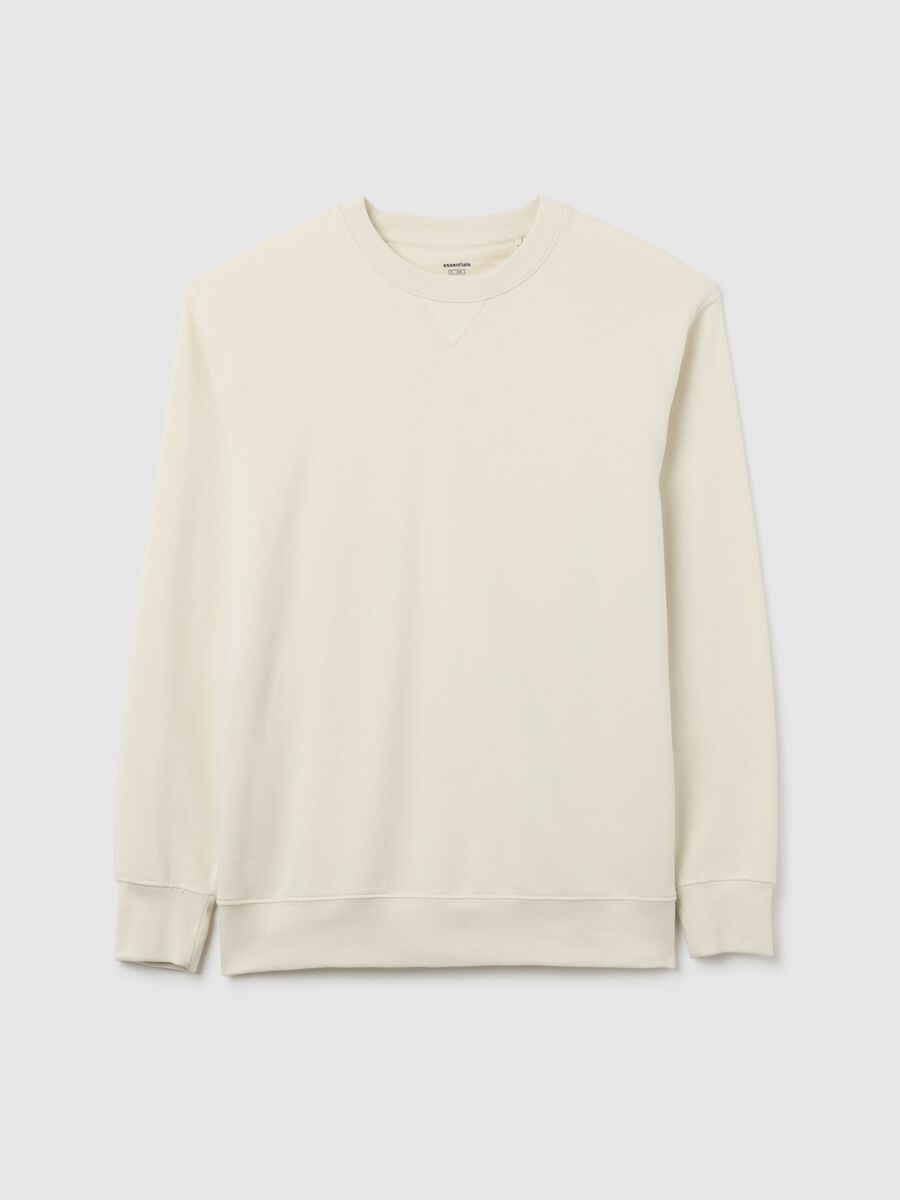 Regular fit beige pure cotton sweatshirt_4