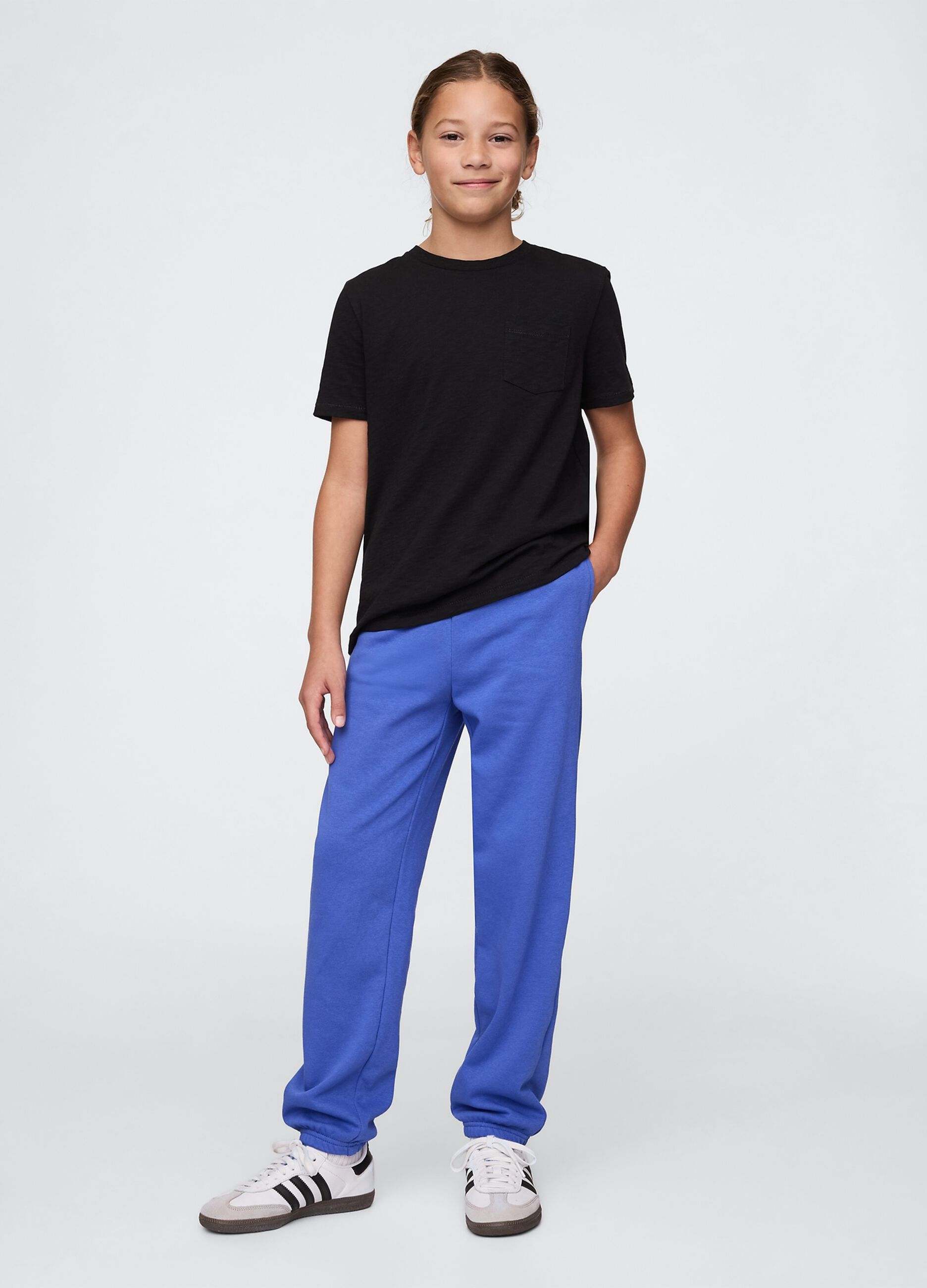 Blue Cotton Blend Jogger Trousers