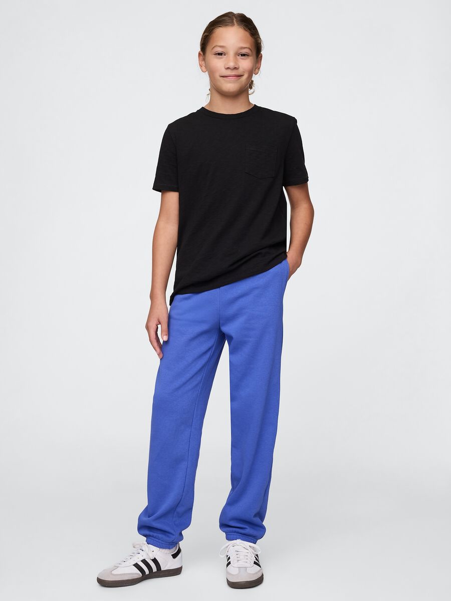Blue Cotton Blend Jogger Trousers_0