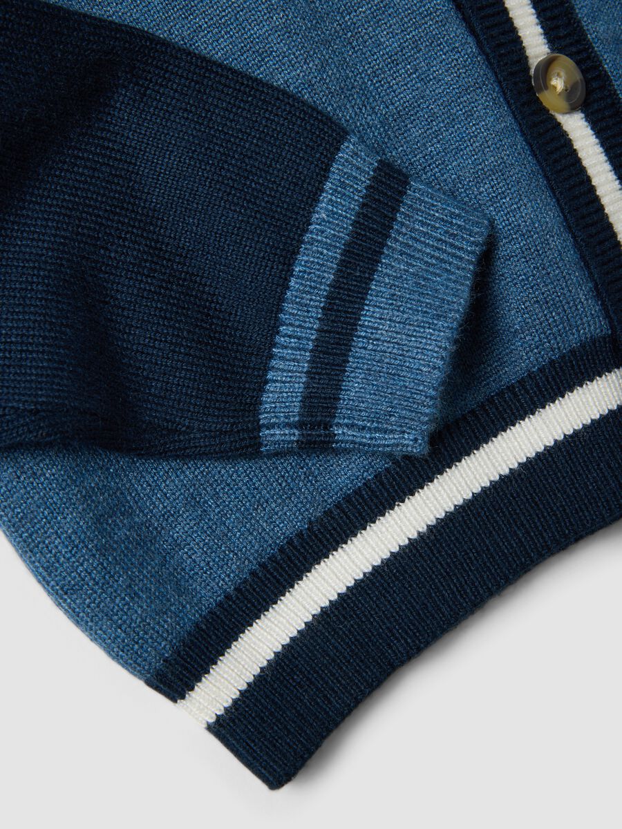 Cardigan blu in misto viscosa e lana regular fit_3