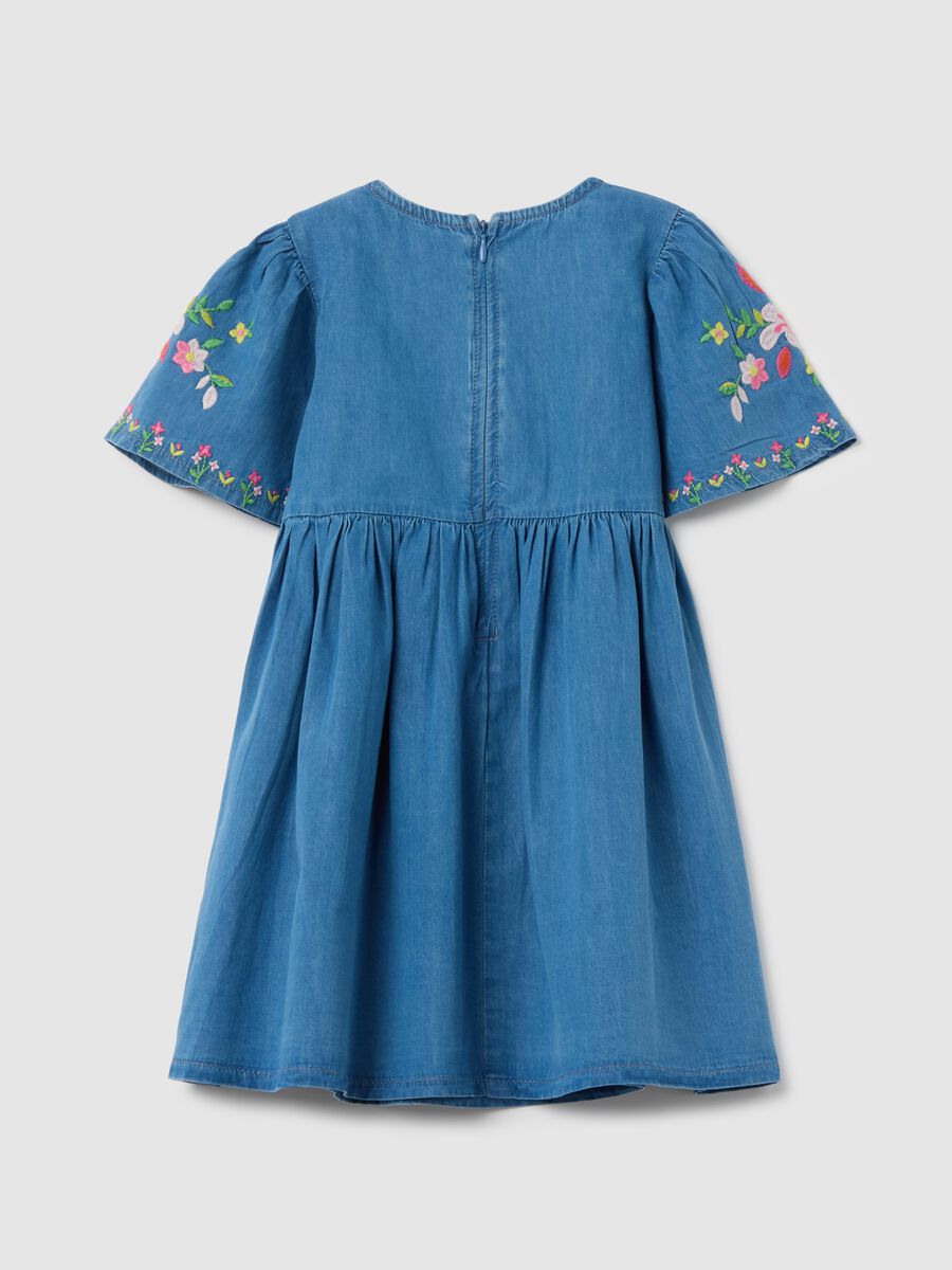 Denim dress with floral embroidery_1