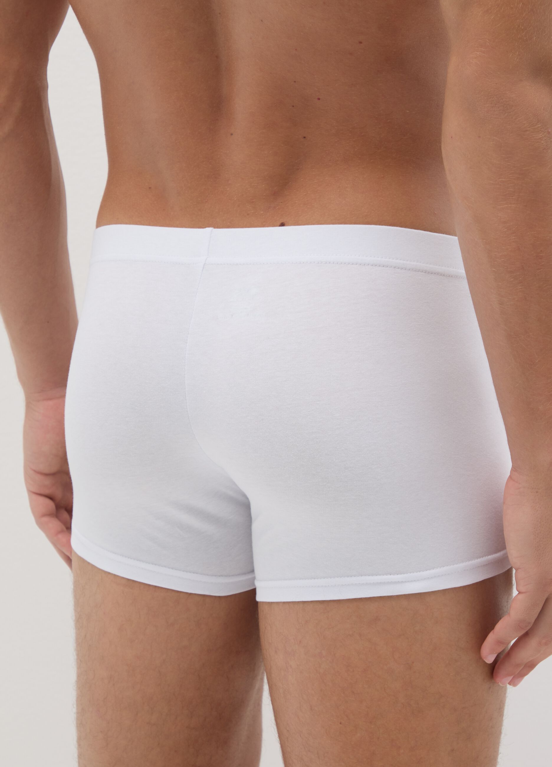 Set of white stretch cotton boxer shorts