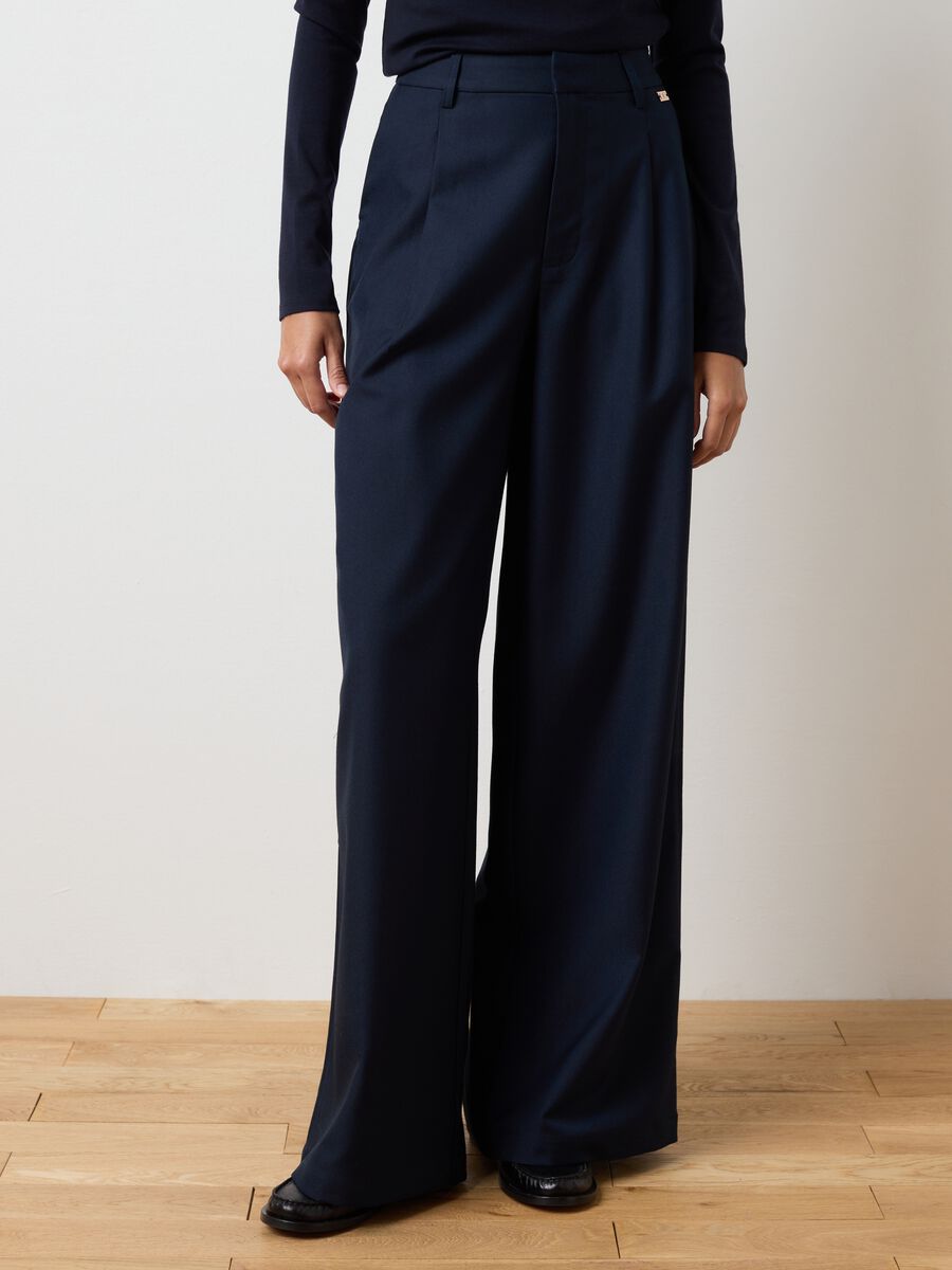 Pantaloni blu wide leg_1