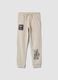 Beige cotton-blend regular-fit joggers_0