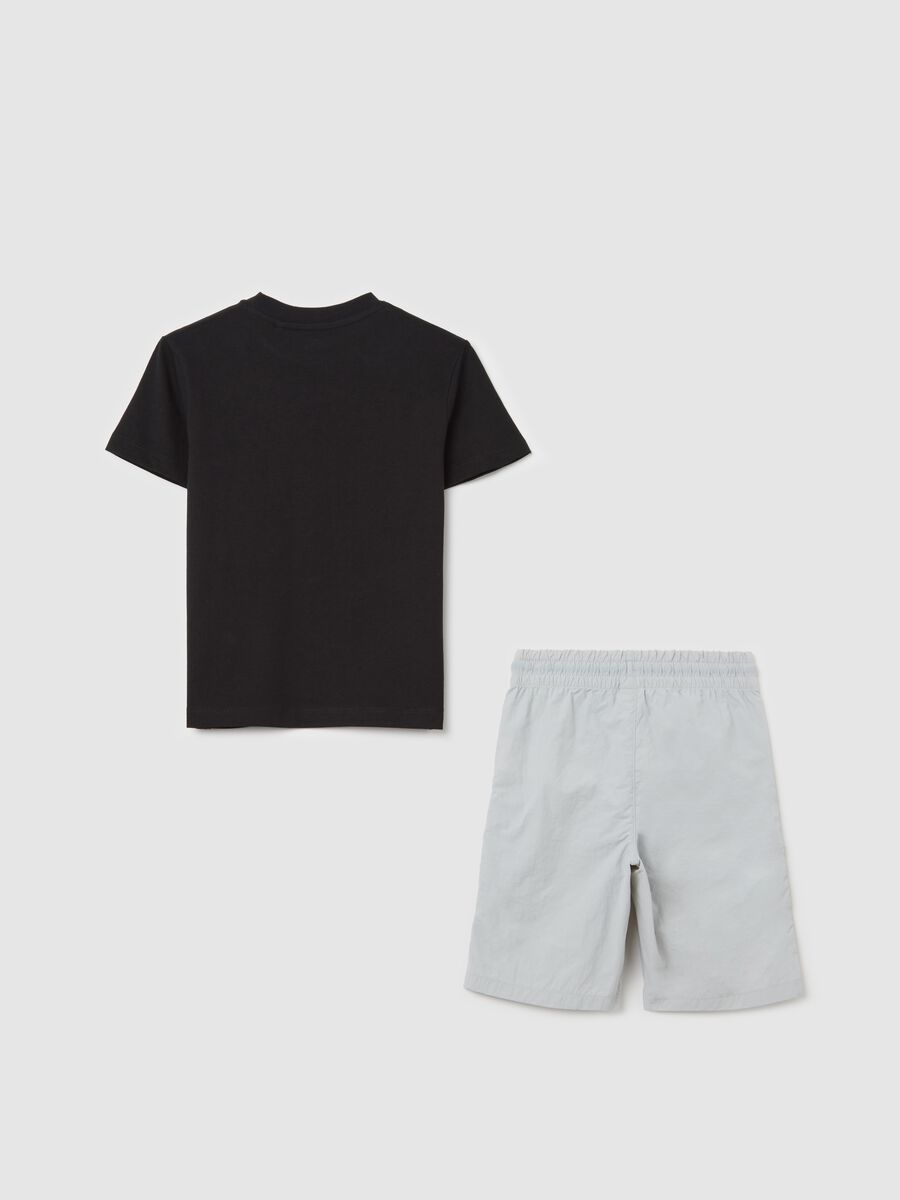 Black and white jogging set in cotton_1