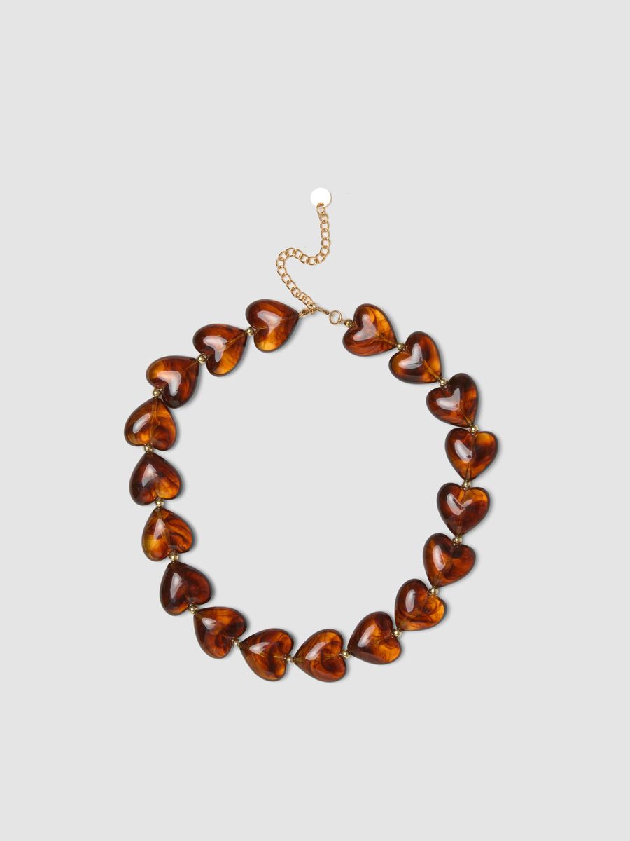 Orange necklace with marbled-effect hearts_0