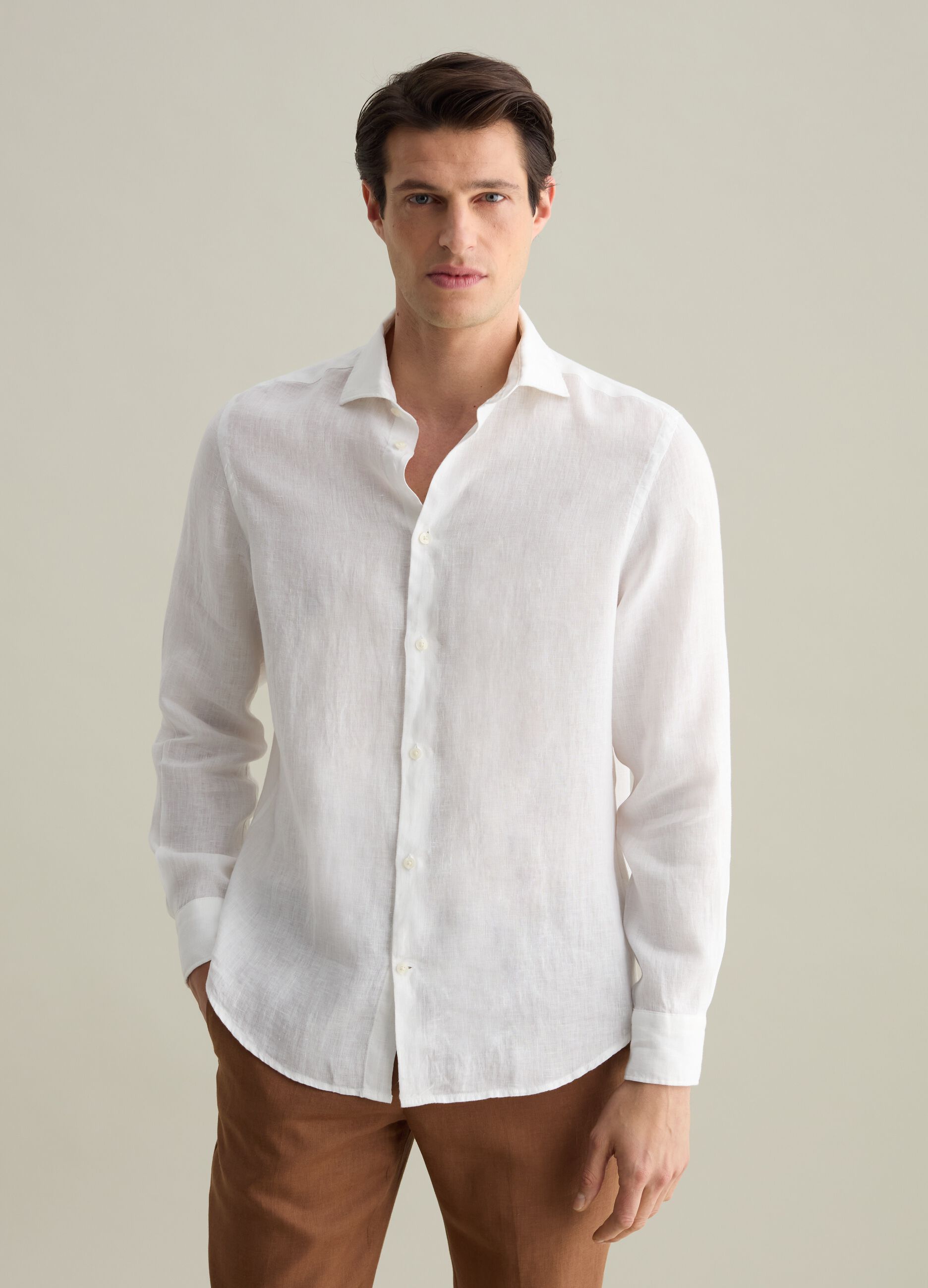 Camicia regular fit in lino