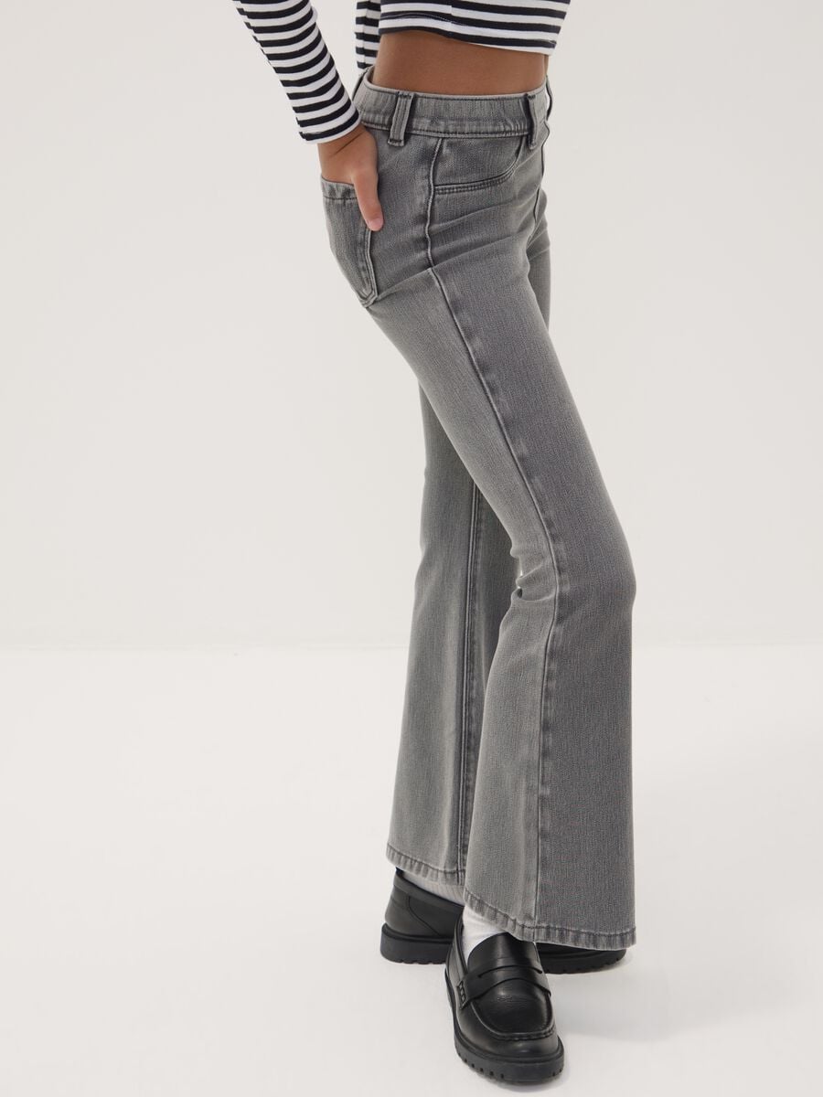 Jeggings grigi flare fit in cotone elasticizzato per ragazza_2