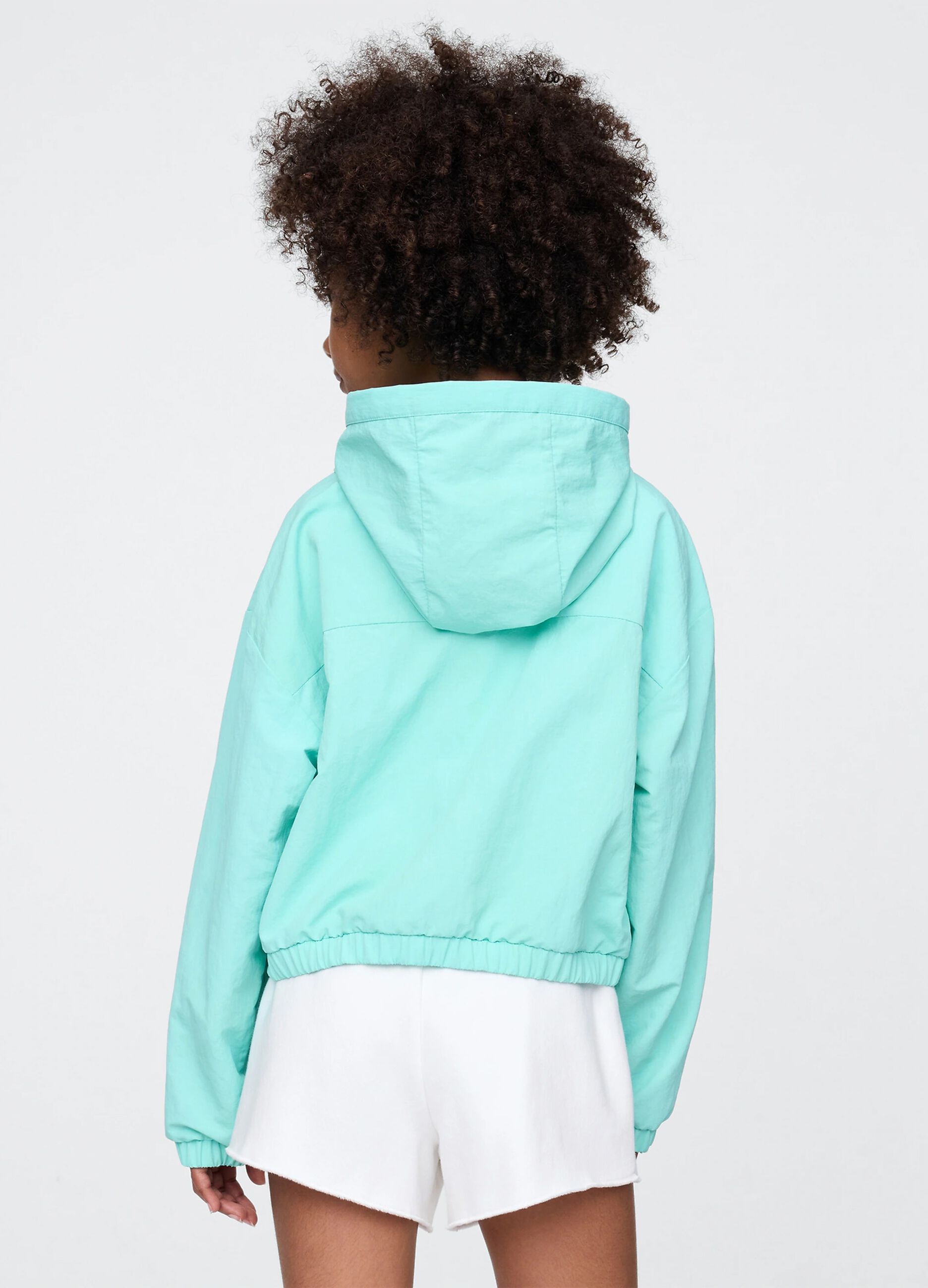 Mint green lightweight jacket with hood