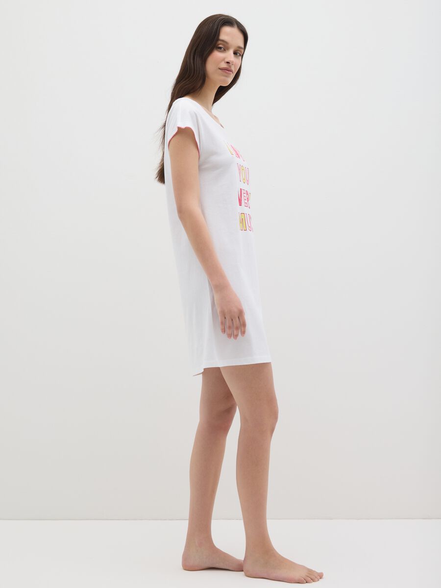 Women's White Pure Cotton Nightdress Regular Fit with 'I Love You Very Much' Print_1