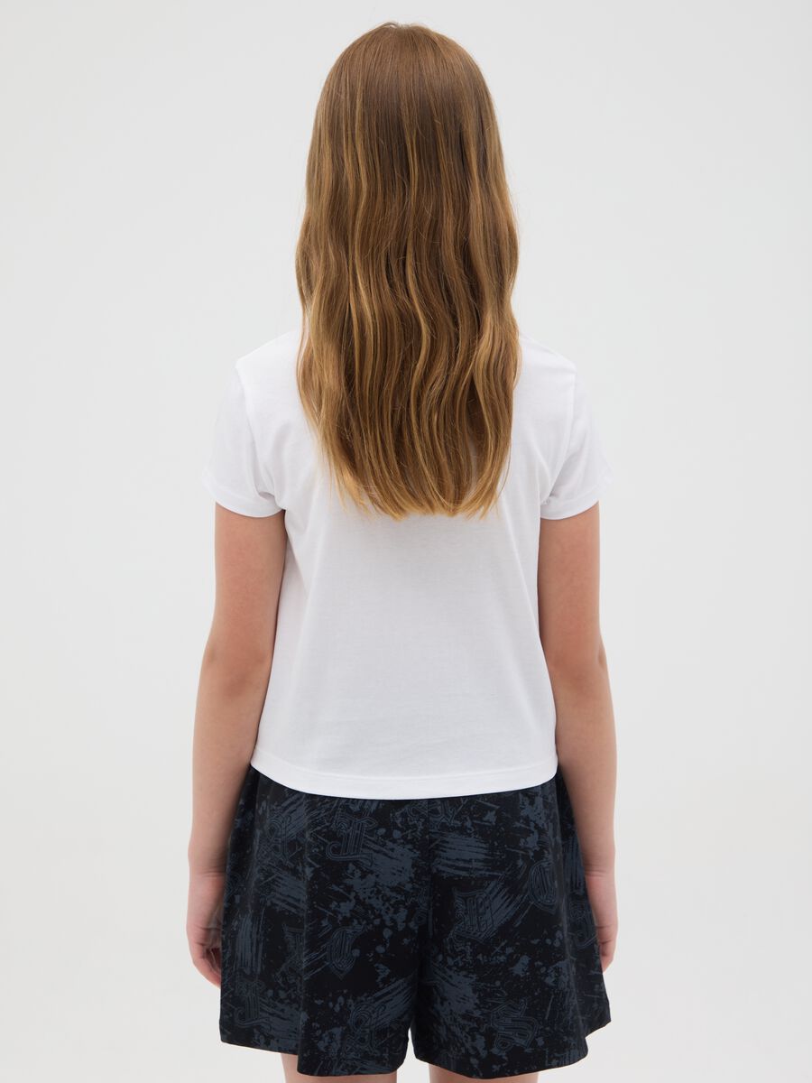 T-shirt da ragazza in puro cotone bianca regular fit con scritta_2