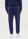 Blue cotton blend regular fit sports trousers_2