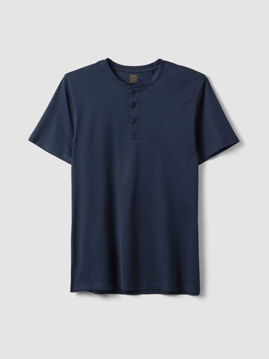 T-shirt in puro cotone blu regular fit_0