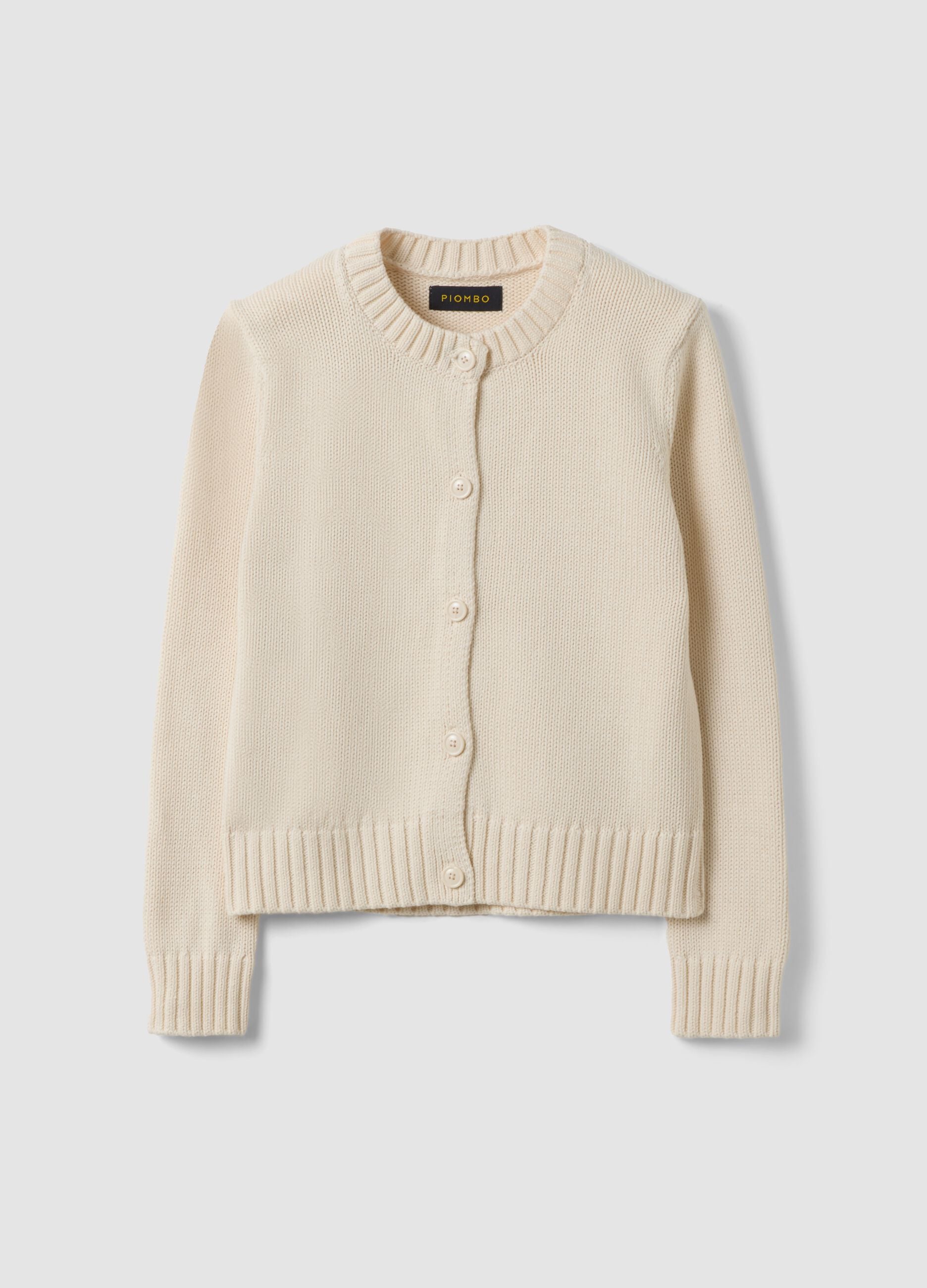 Beige pure cotton cardigan with buttons, regular fit