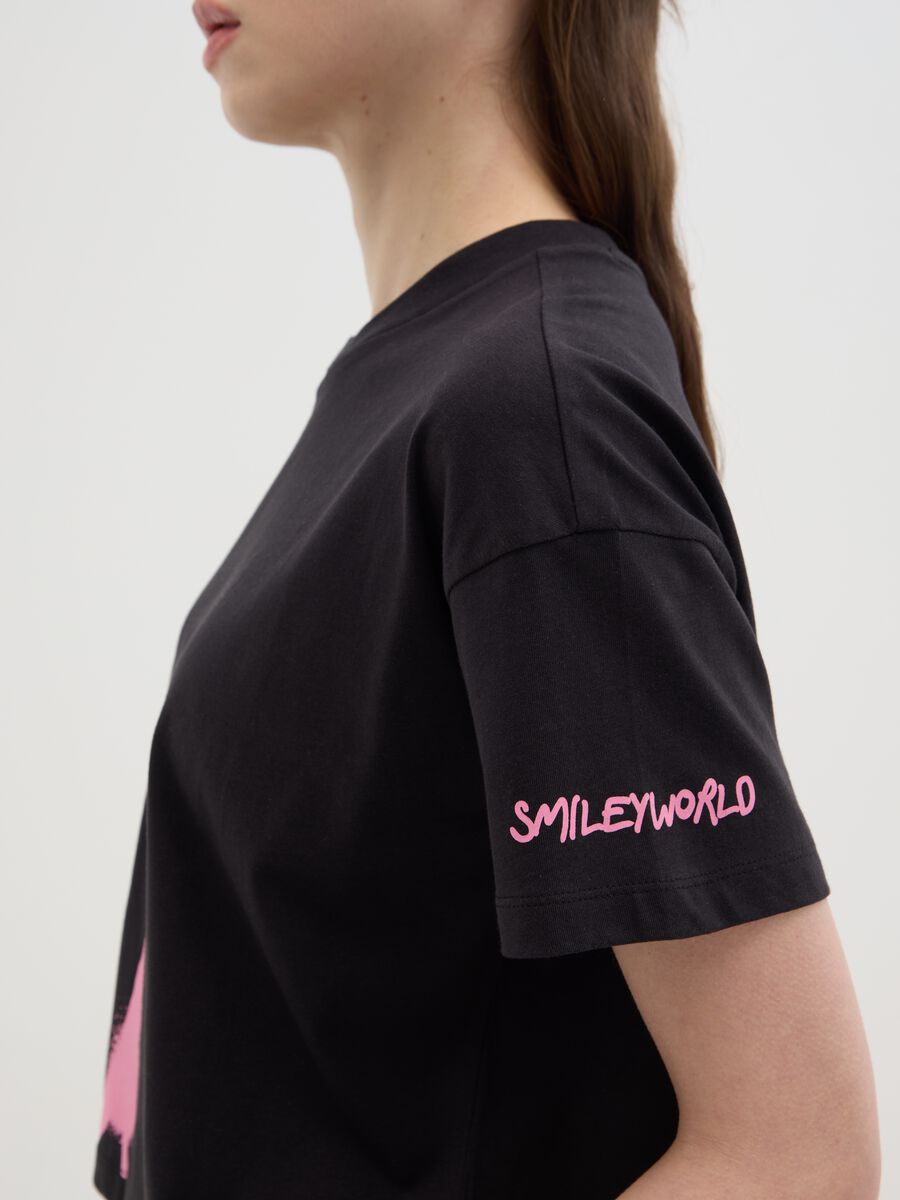 Black T-shirt with pink smile in OVS cotton_2