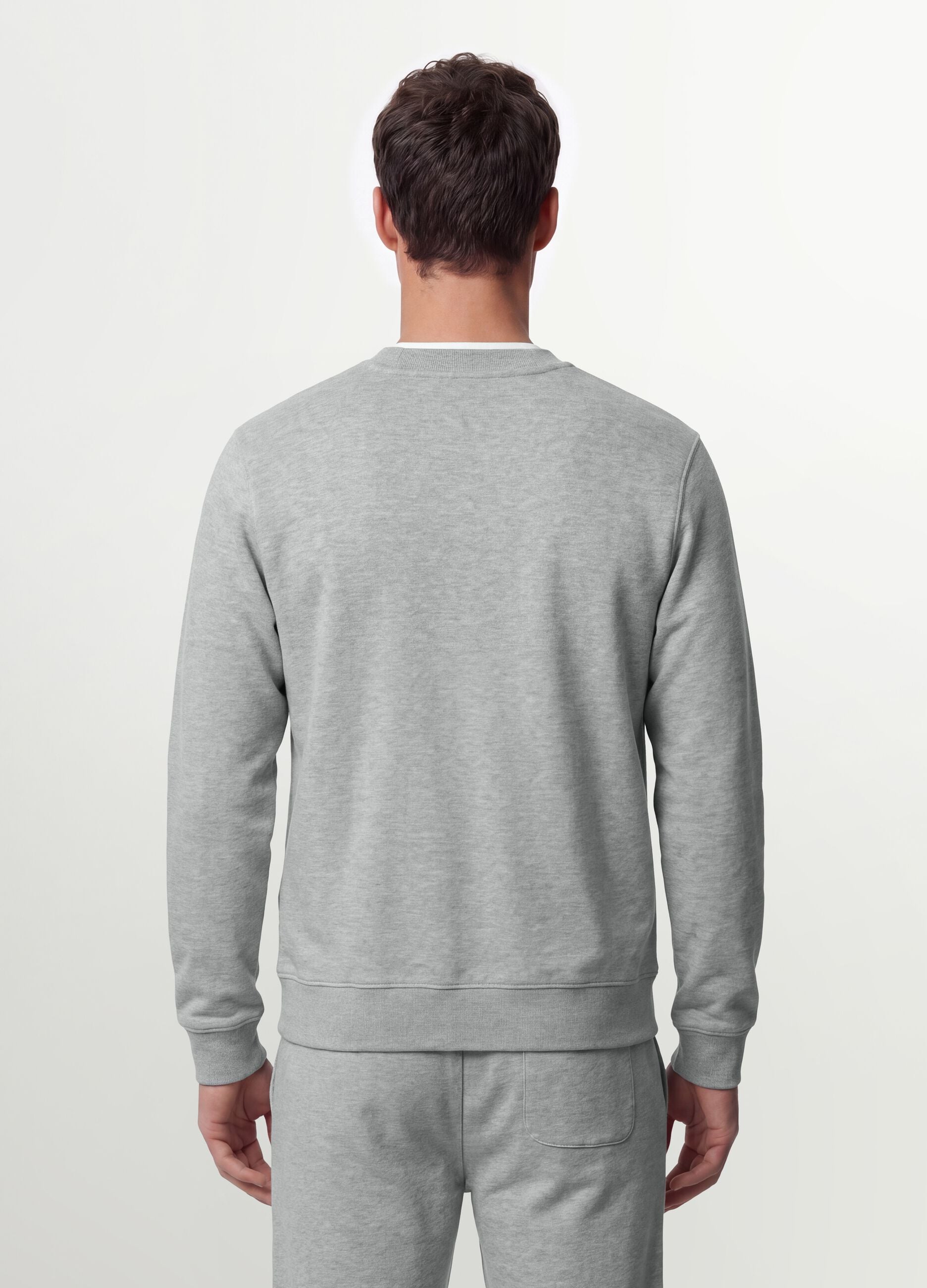 Grey crew-neck cotton-blend sweatshirt, regular fit