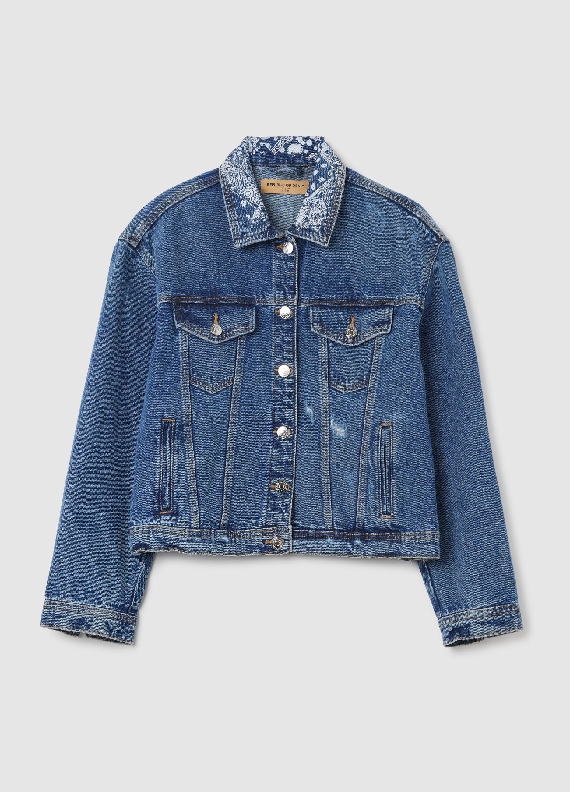 Giacca corta over in denim RE-UP