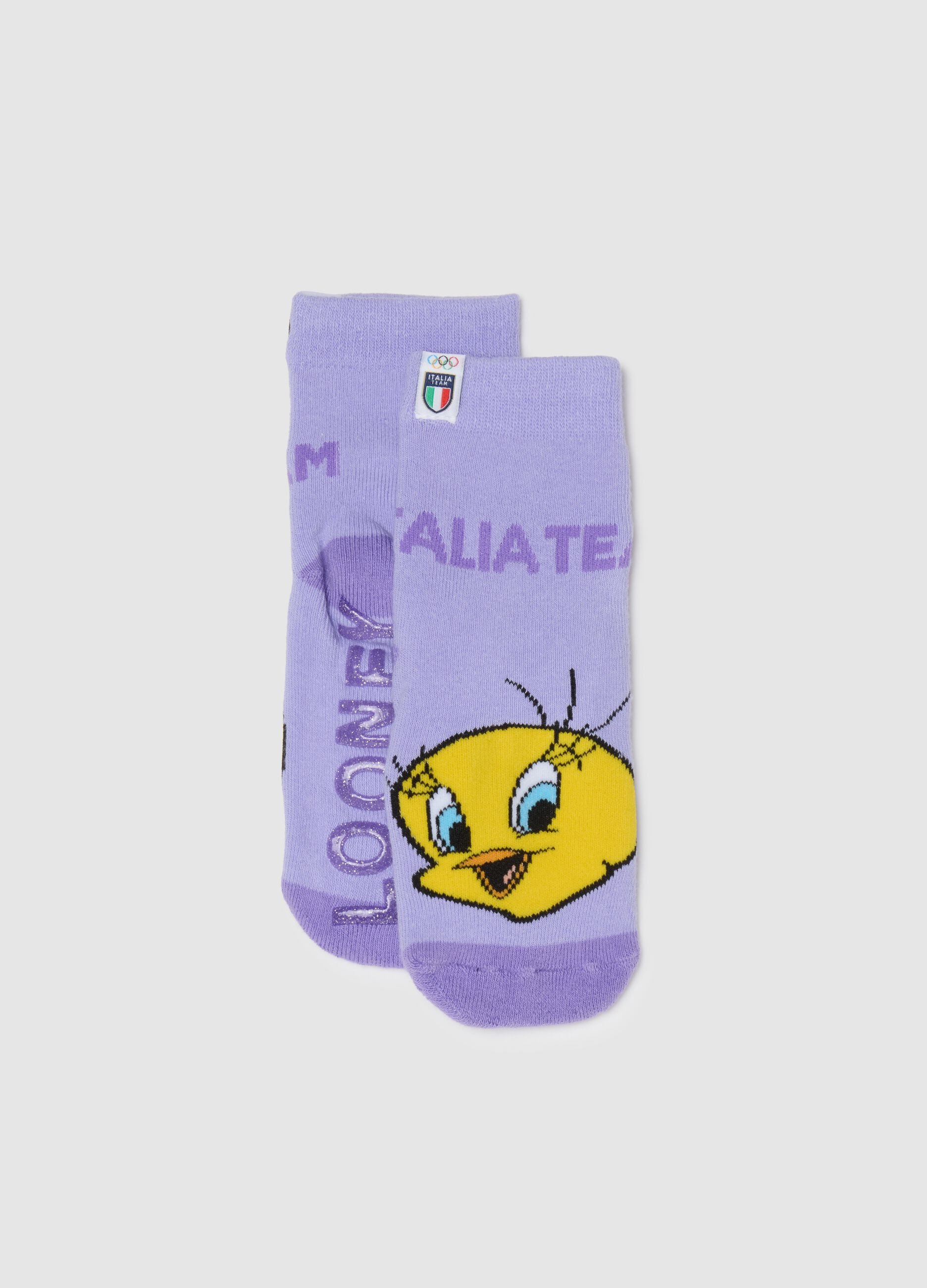 Purple cotton stretch socks for girls Looney Tunes x Italia Team
