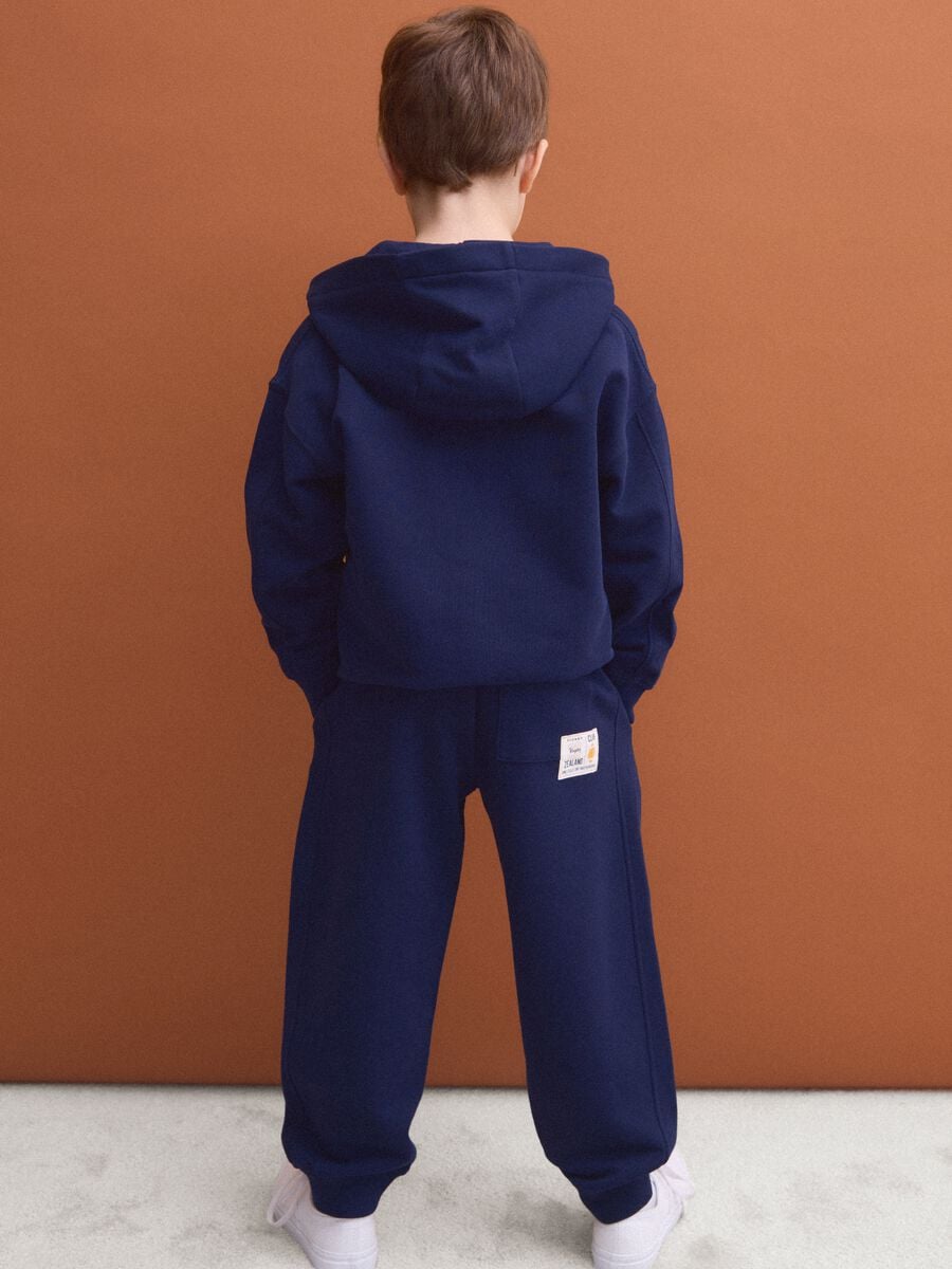 Blue pure cotton joggers with elasticated waist for boys_1