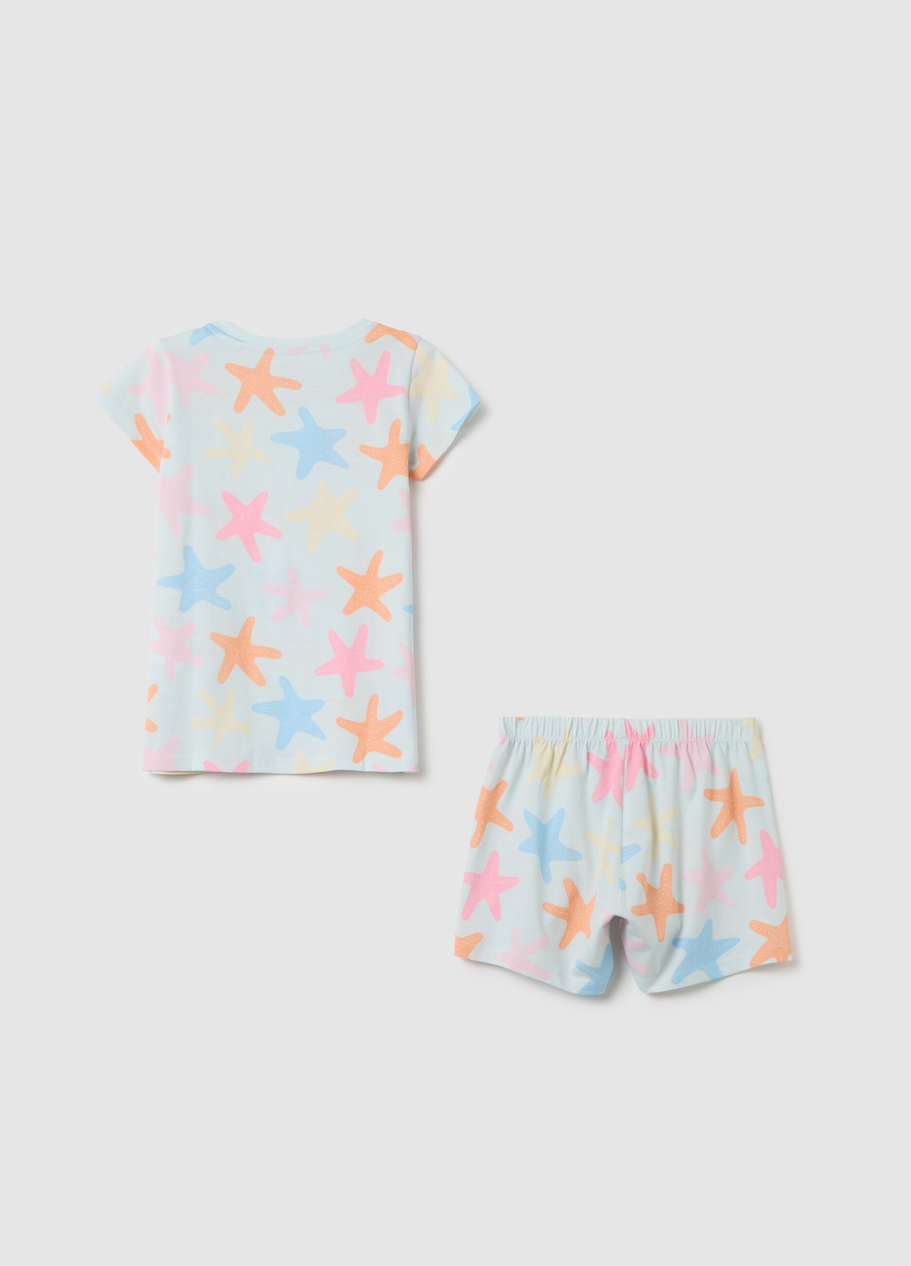 Girls' multicolour pure cotton t-shirt and shorts set with regular fit