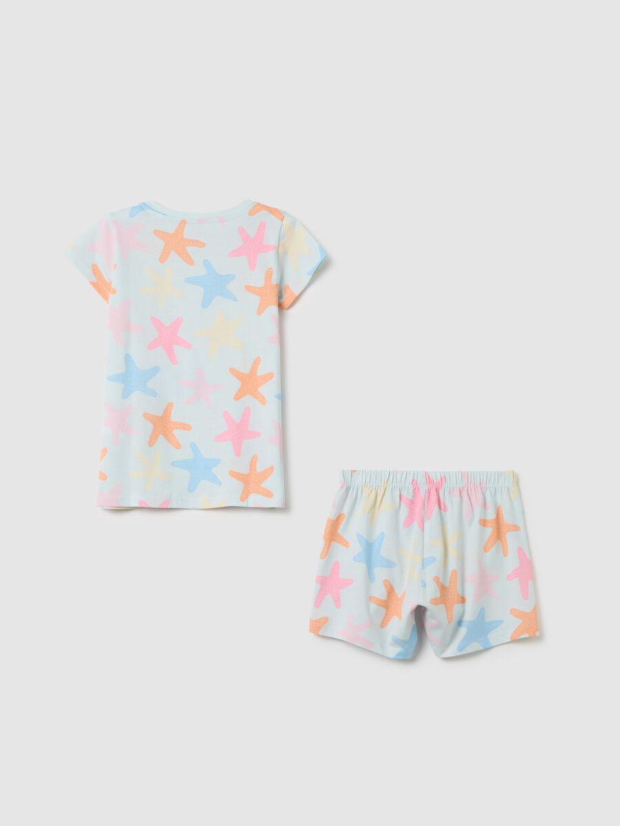 Girls' multicolour pure cotton t-shirt and shorts set with regular fit_1