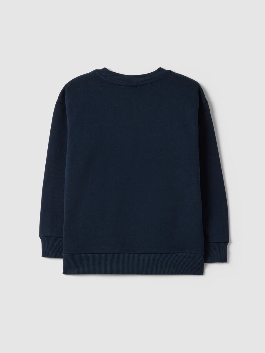 Felpa in misto cotone blu da bambino oversize fit con stampa Sonic_1