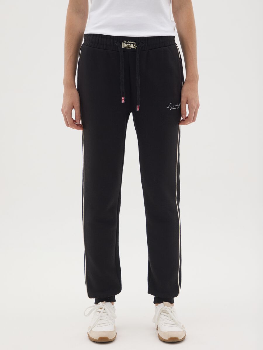 Regular Fit Black Cotton Blend Jogger Trousers_1