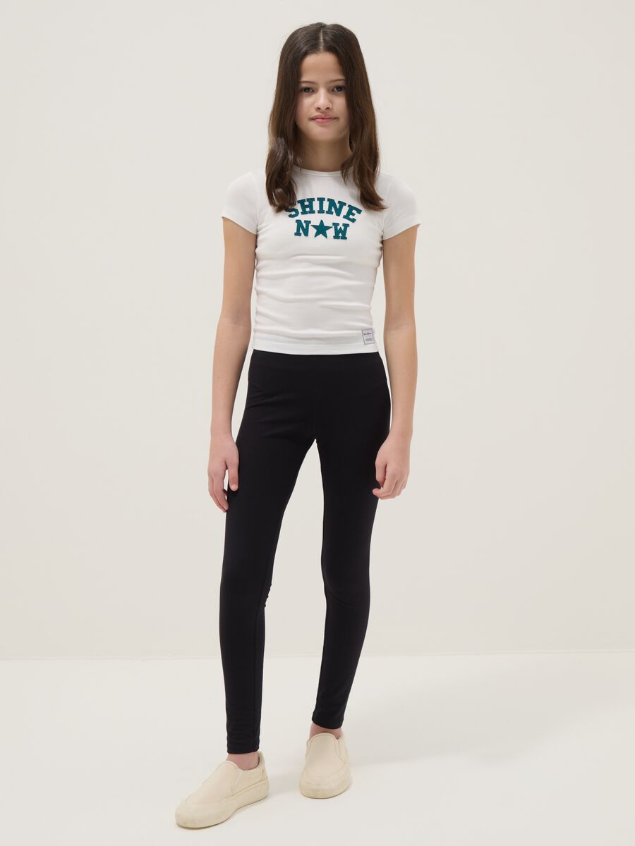 Leggings neri da ragazza in cotone elasticizzato skinny fit_0