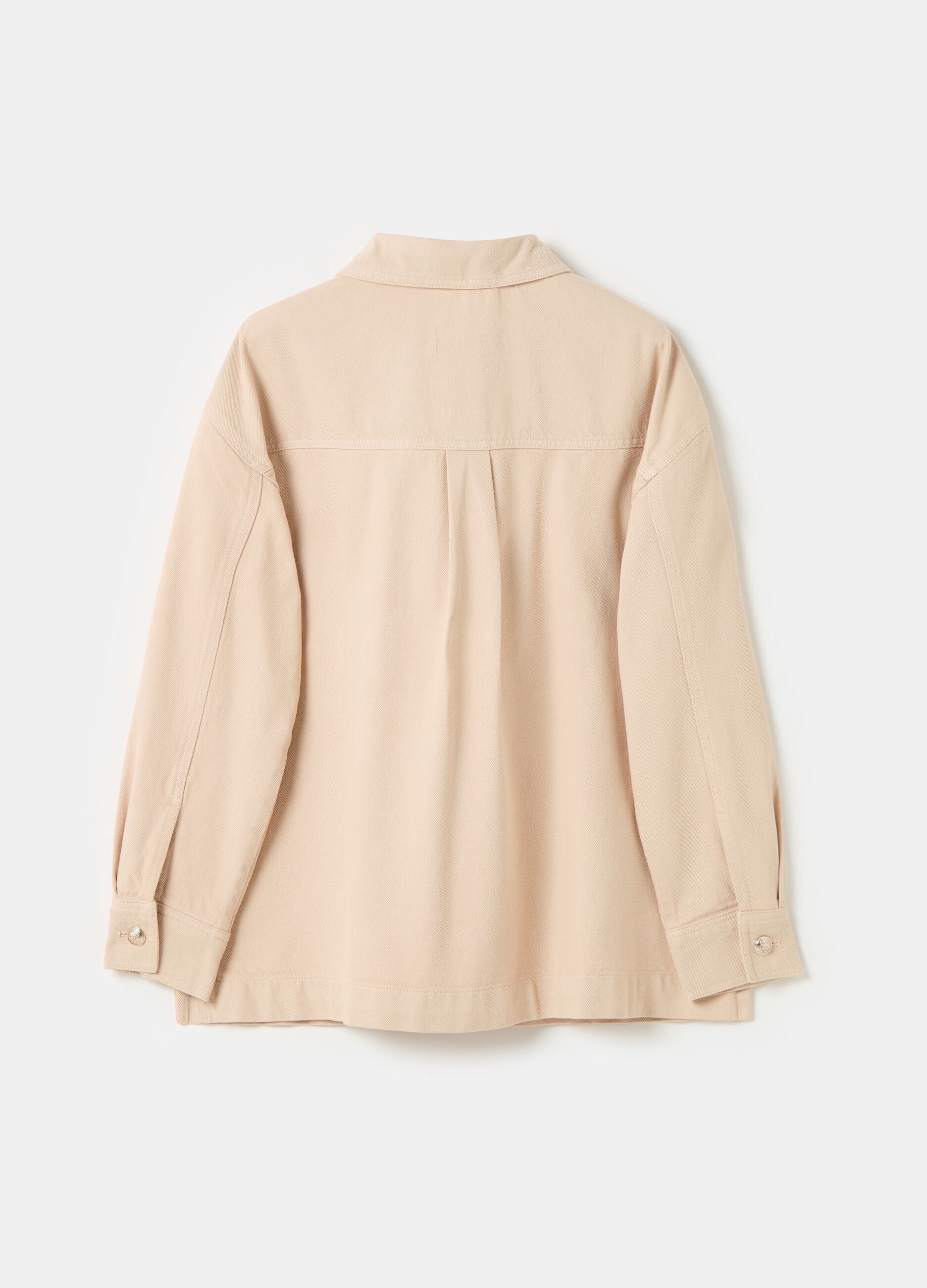 Shacket in twill con bottoni lavorati