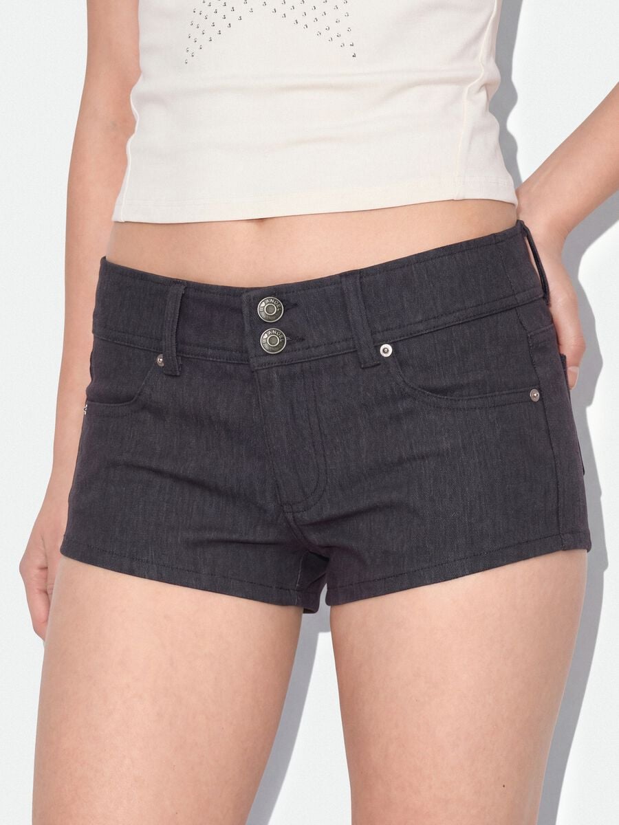 Shorts grigi in viscosa elasticizzato skinny fit_3
