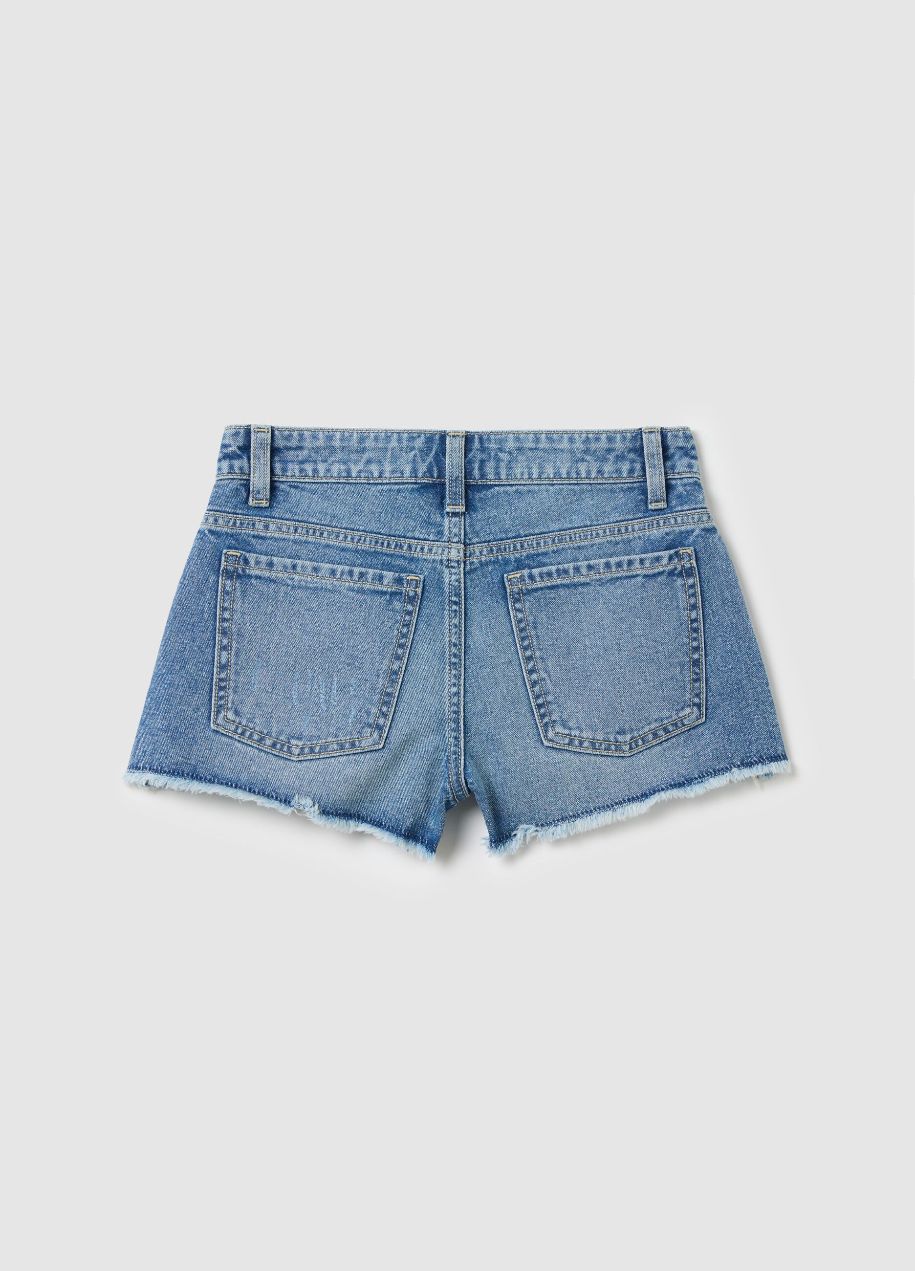 Shorts da ragazza in puro cotone denim regular fit