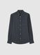 Regular fit grey long-sleeve shirt in pure cotton flannel_4