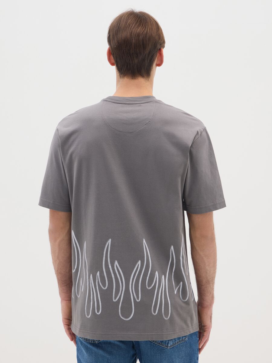 Grey pure cotton T-shirt with prints_2