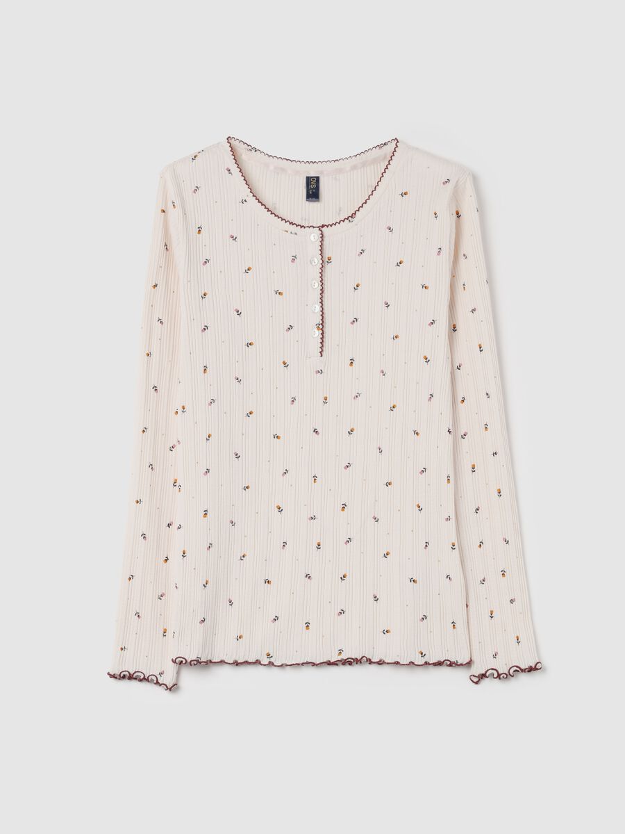 Pyjama top with small flowers and polka dots in foil_4