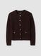 Brown pure cotton crew-neck knit cardigan_4