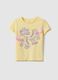 Yellow regular fit pure cotton girl's t-shirt with print_0