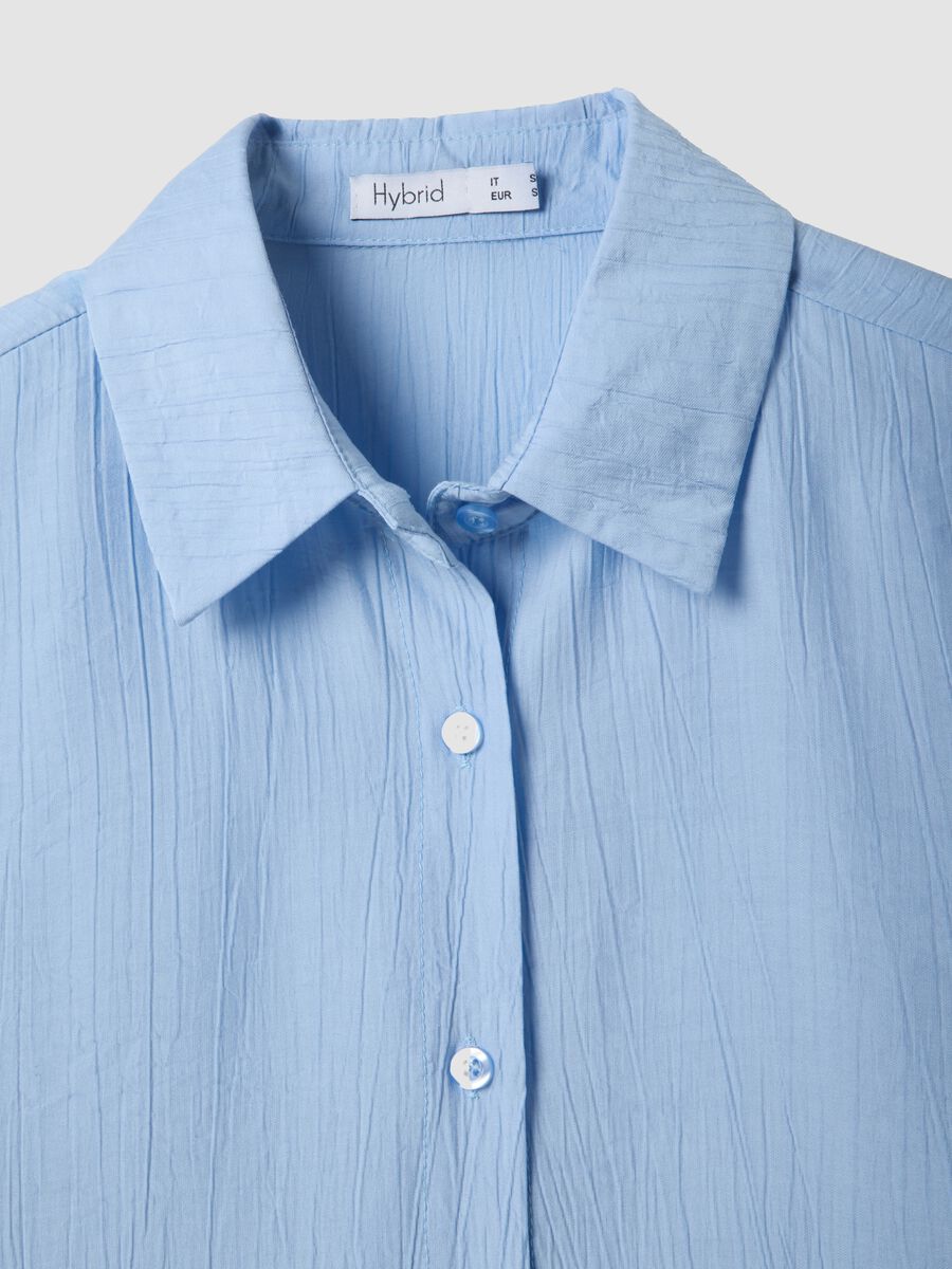 Light blue viscose-blend regular-fit shirt with crinkled texture_5