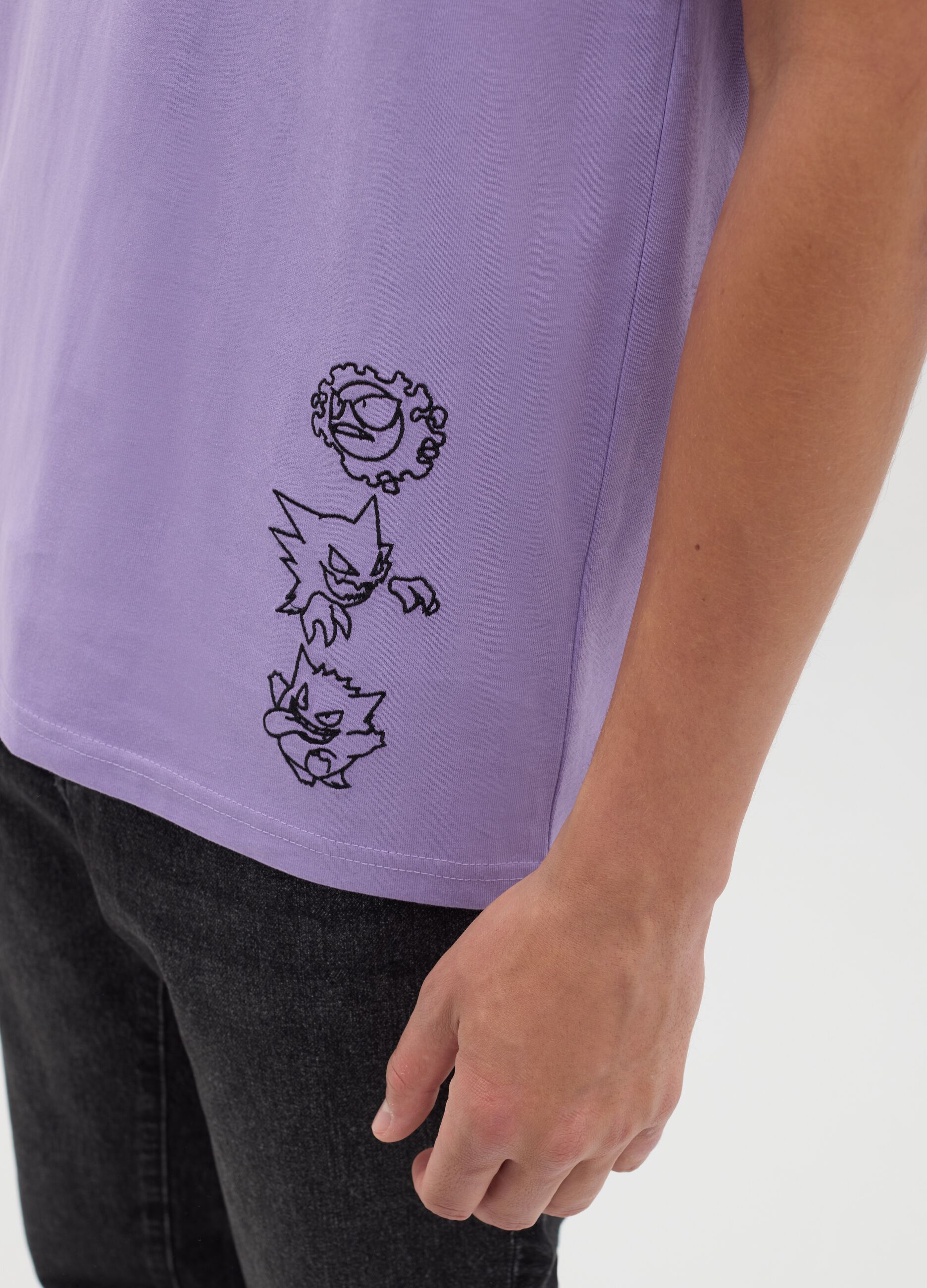 T-shirt da uomo in puro cotone viola