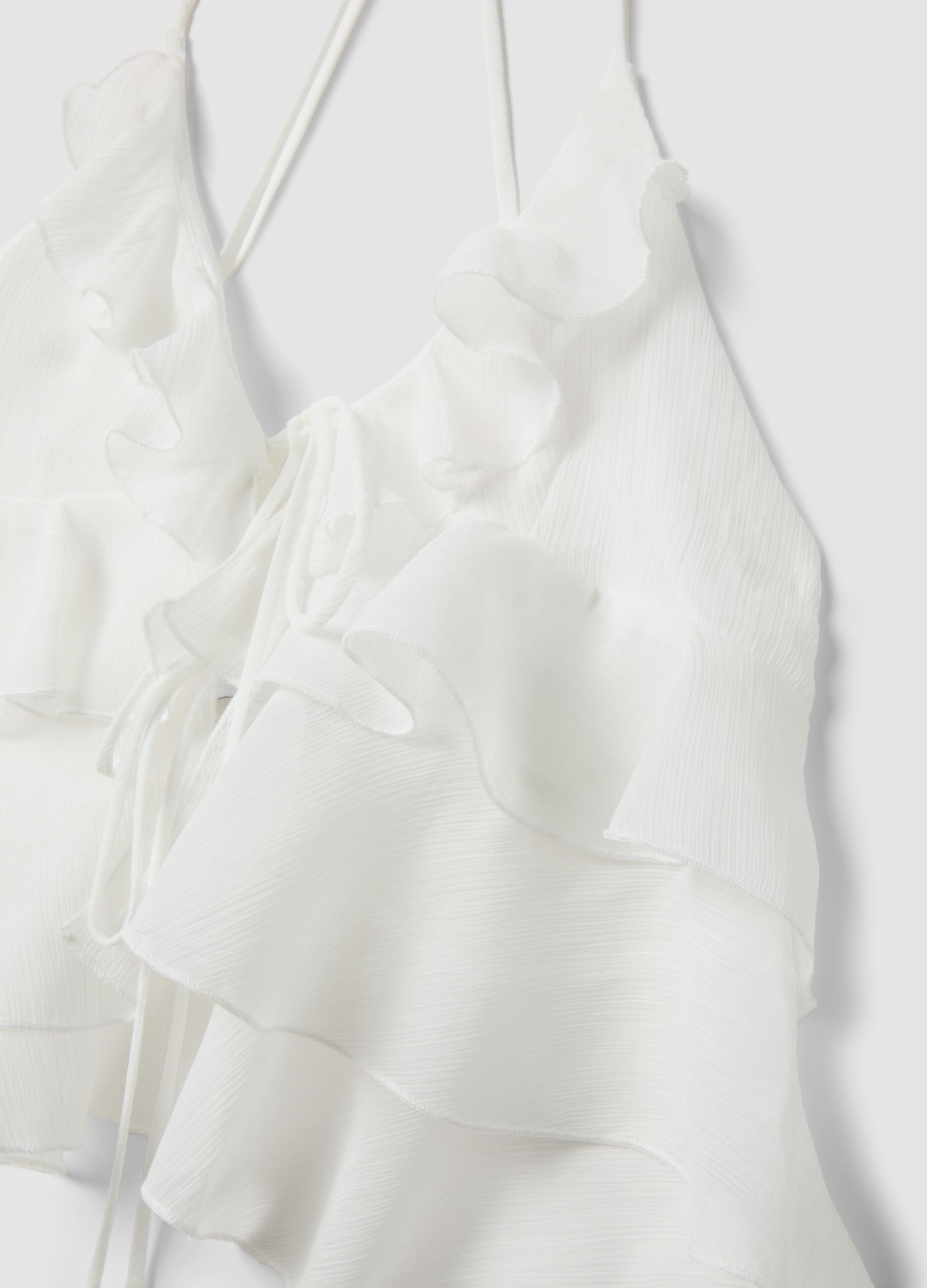 White ruffle top with thin straps