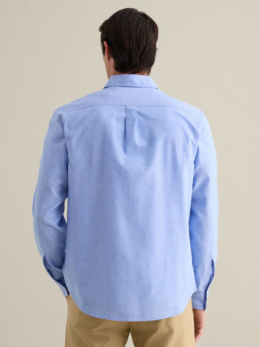 Classic Shirt in Cotton and Linen Blend Piombo_3