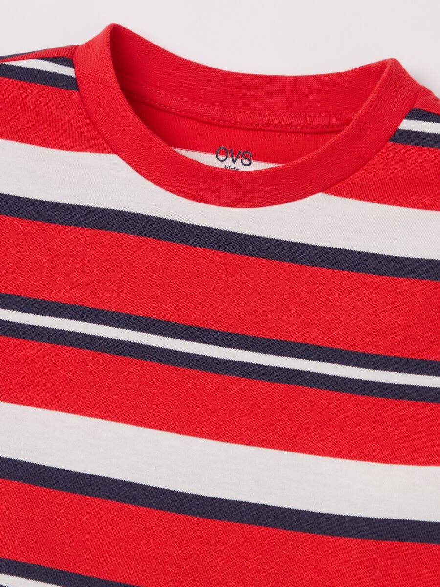 Long-sleeved T-shirt in striped cotton._2