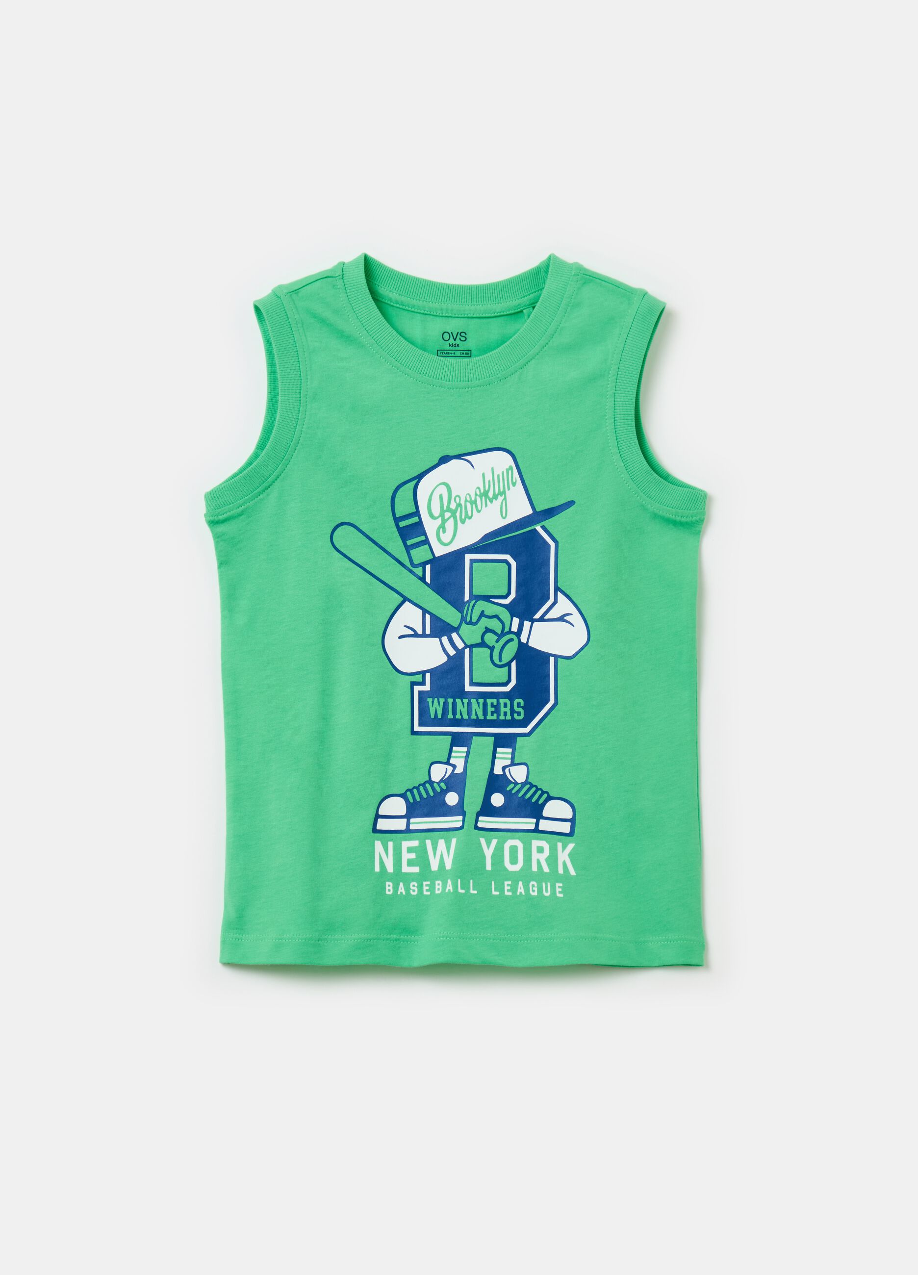 Cotton racerback vest with print