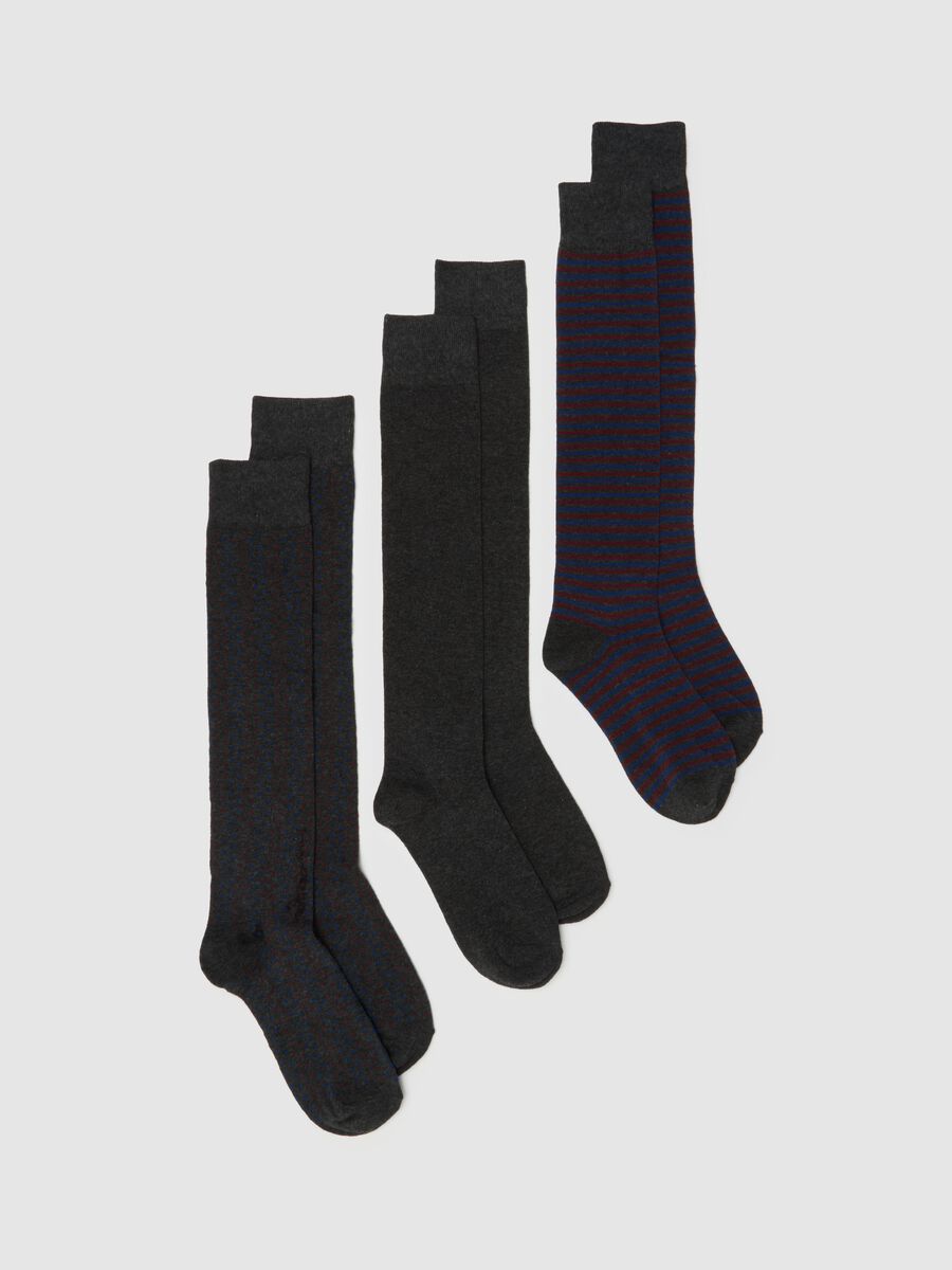 Three-pack of long multicoloured cotton stretch socks_0