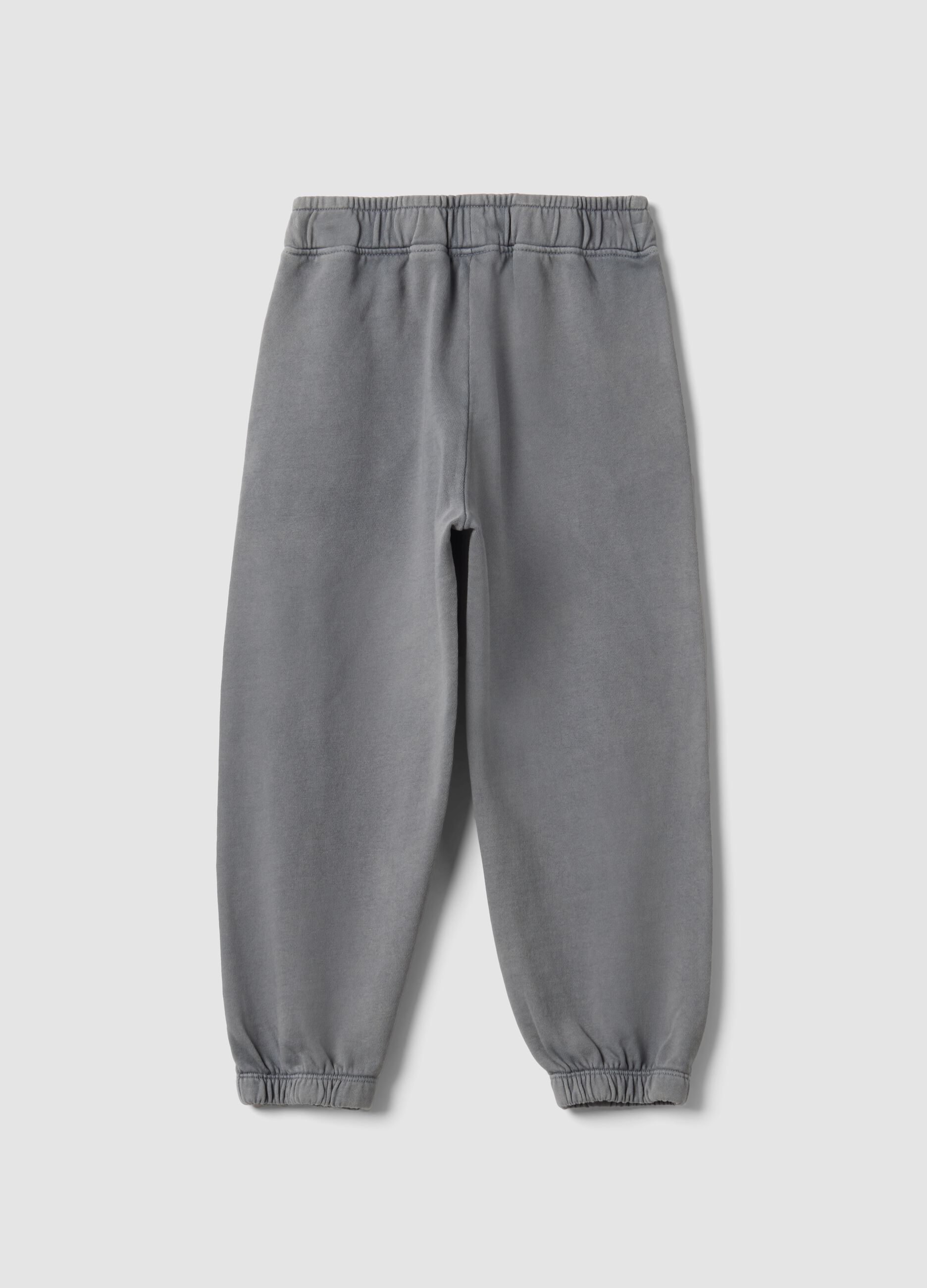 Grey pure cotton joggers with rhinestones for girls