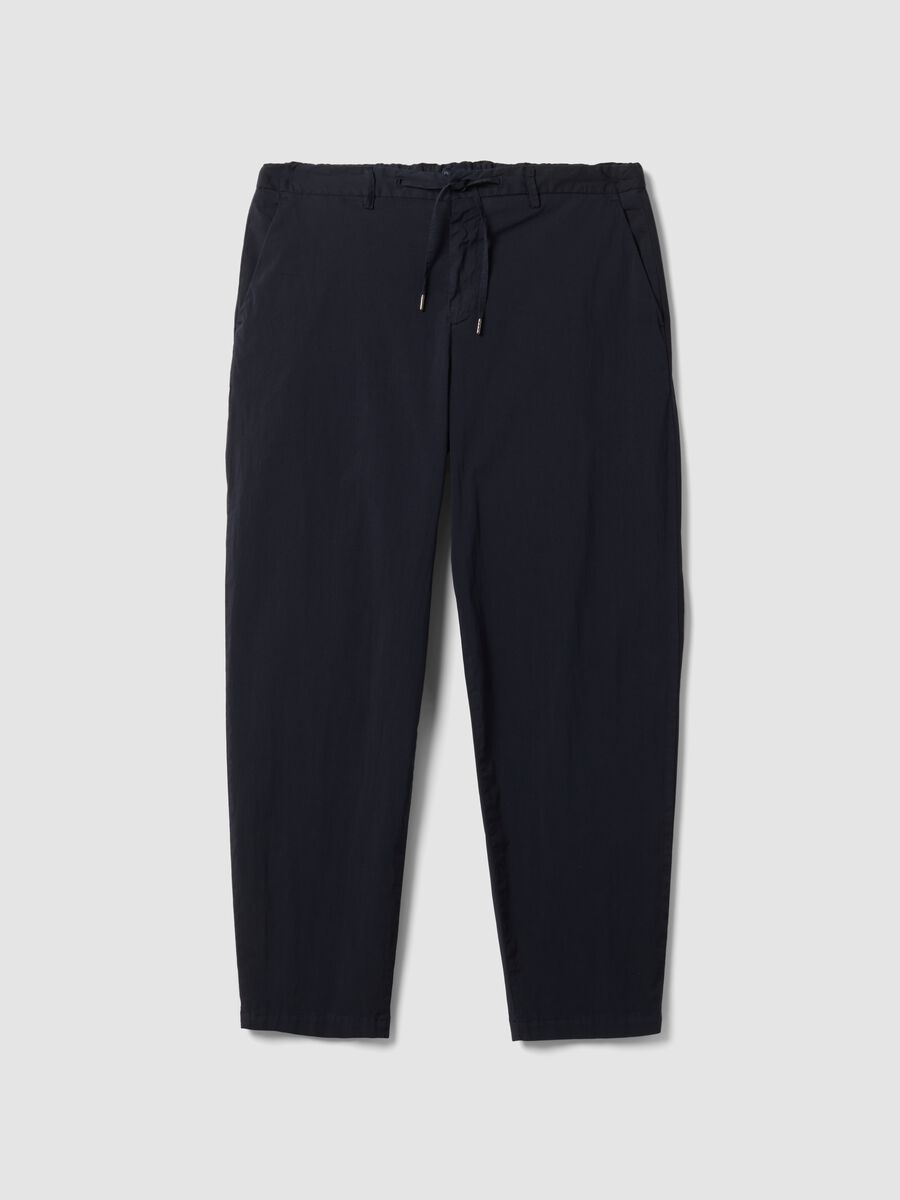 Pantaloni chino blu in cotone elasticizzato carrot fit_4