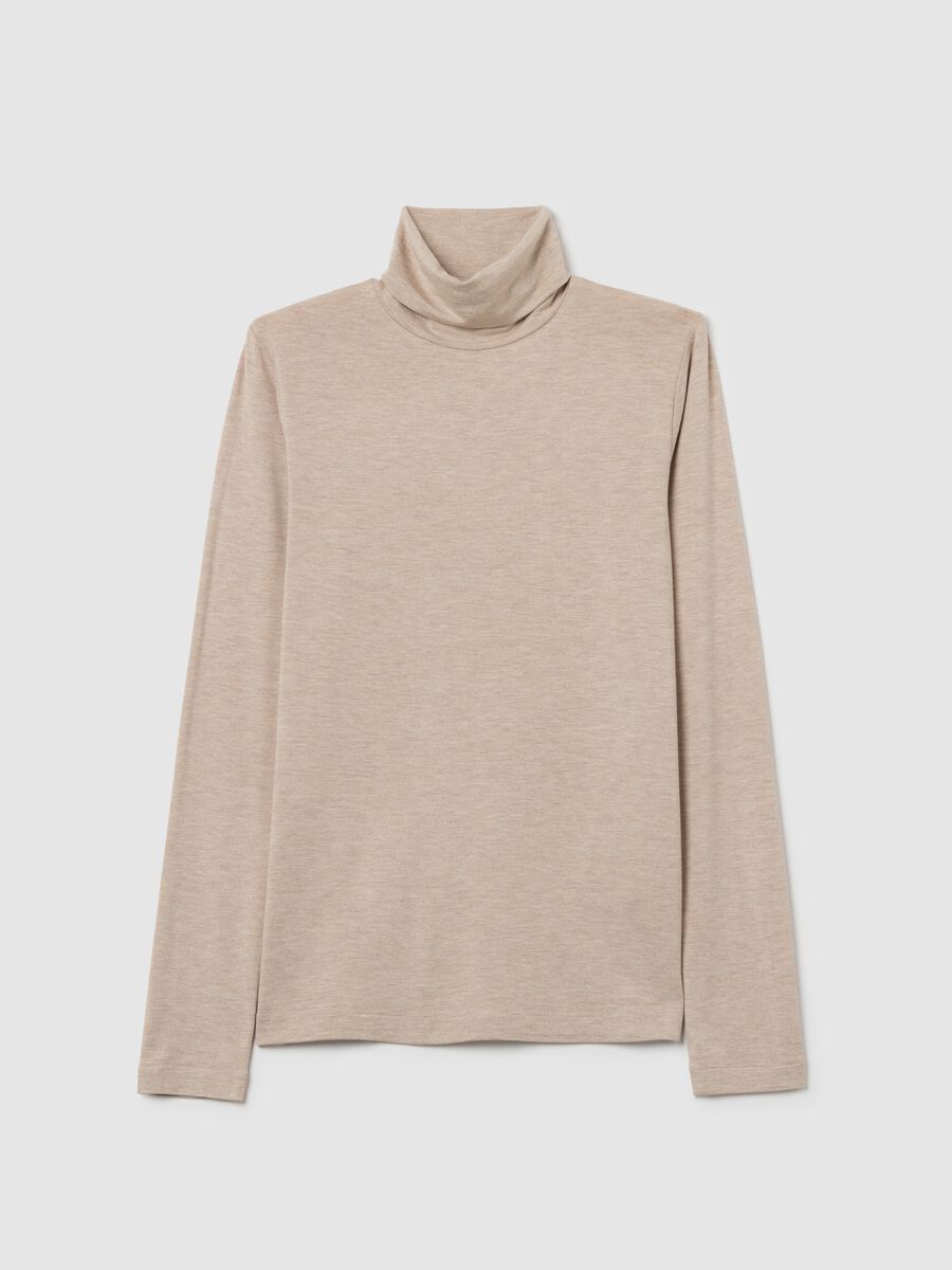 Beige Regular Fit Turtleneck Sweater_4